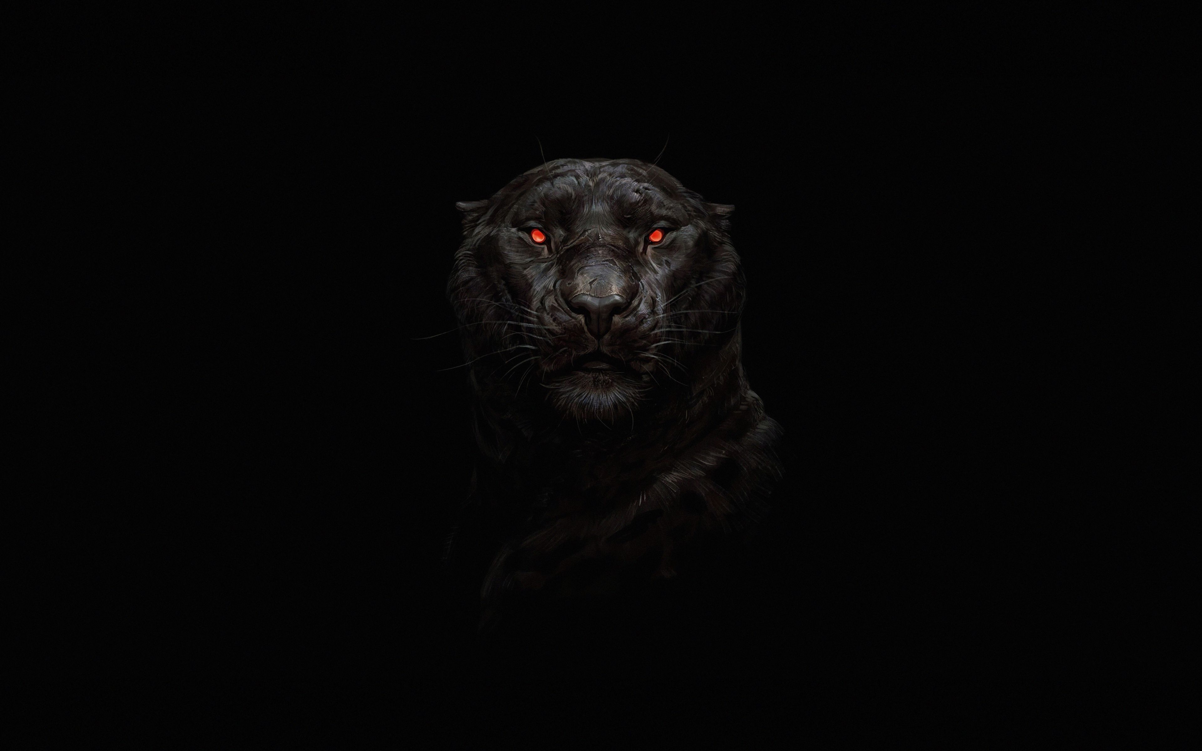 Download Tiger, glowing red eyes, predator, dark wallpaper, 3840x 4K Ultra HD 16: Widescreen