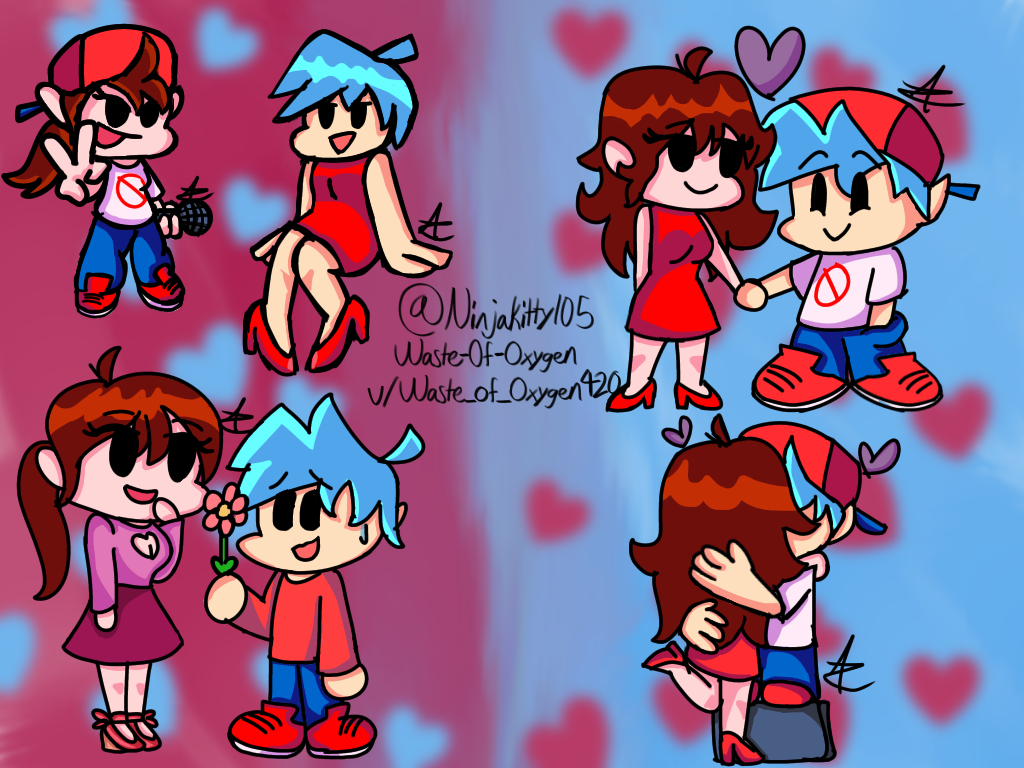 Hey! here's some boyfriend x girlfriend art I made! I posted it on my Newgrounds a while back, and if you look up bf x gf fnf on google image, it's the