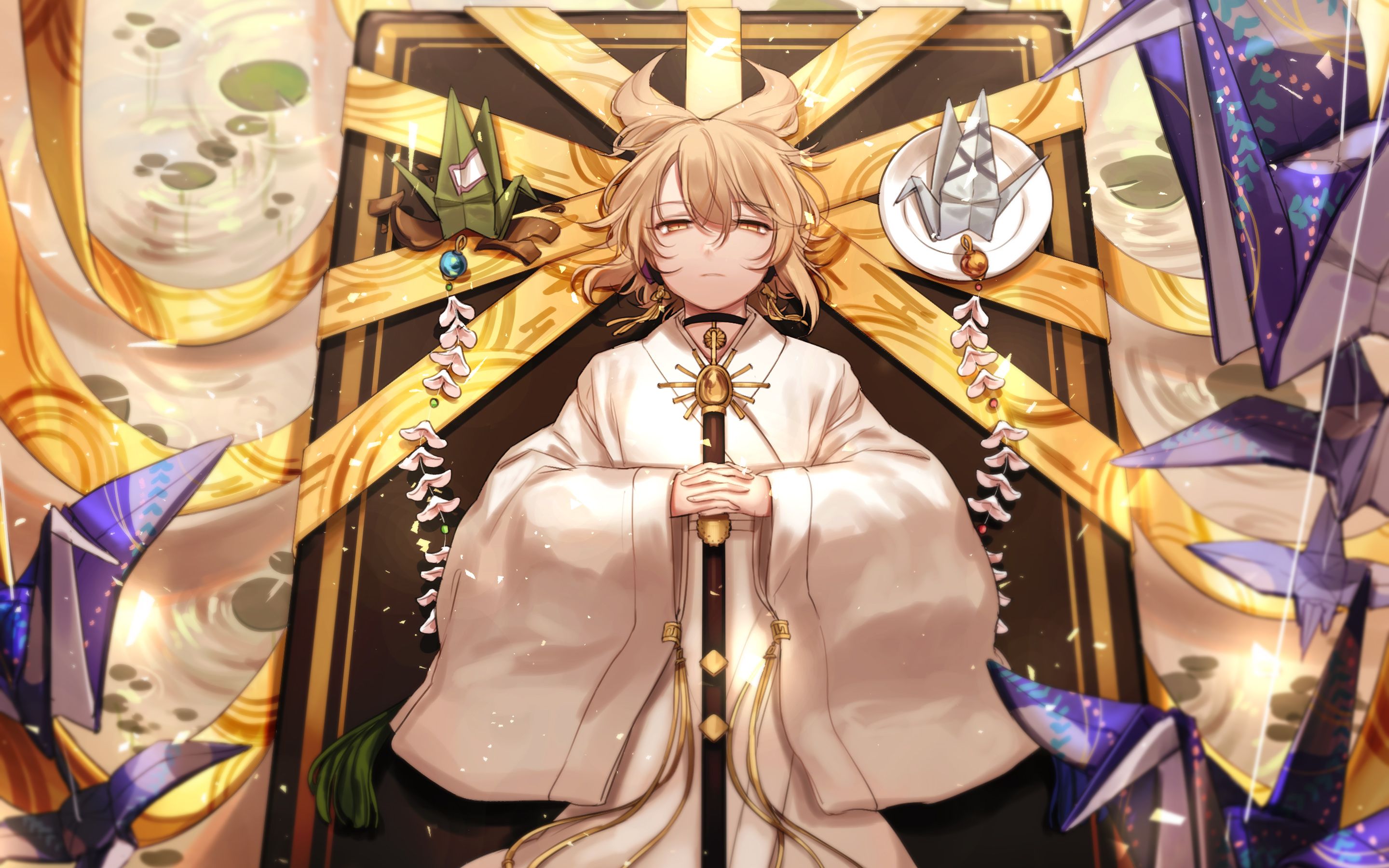 Download wallpaper Lily White, manga, Toyosatomimi no Miko, Touhou for desktop with resolution 2880x1800. High Quality HD picture wallpaper