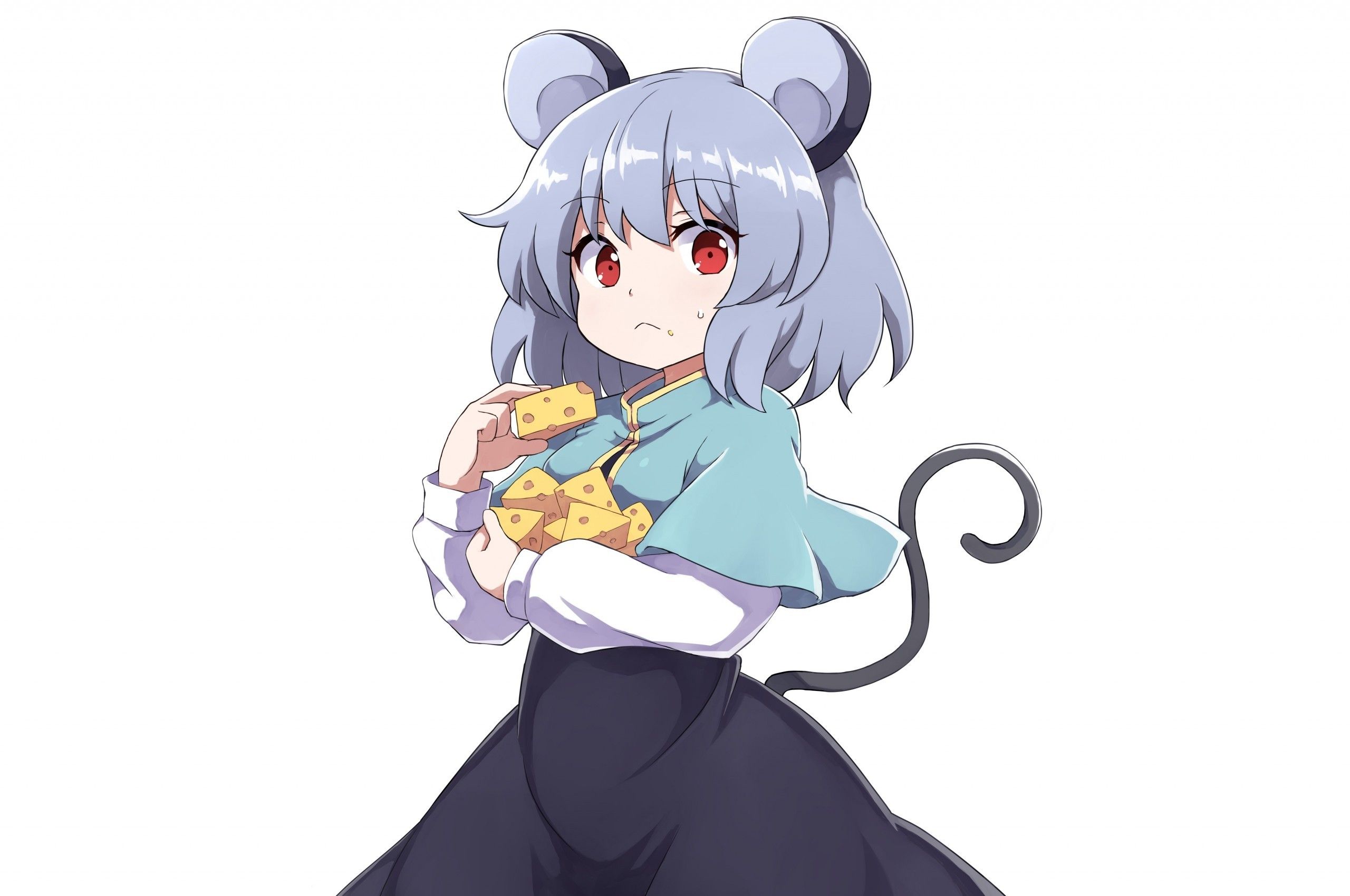Download 2560x1700 Nazrin, Touhou, Animal Ears, Cape, Cheese, Red Eyes, Cute Wallpaper for Chromebook Pixel