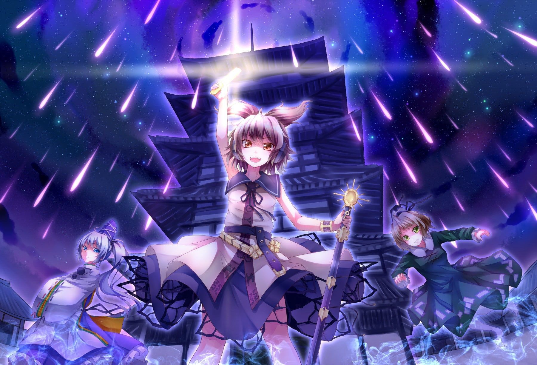 Anime Girls, Mononobe no Futo, Soga no Tojiko, Toyosatomimi no Miko, Touhou, female anime character illust. Character illustration, Female anime, Anime characters