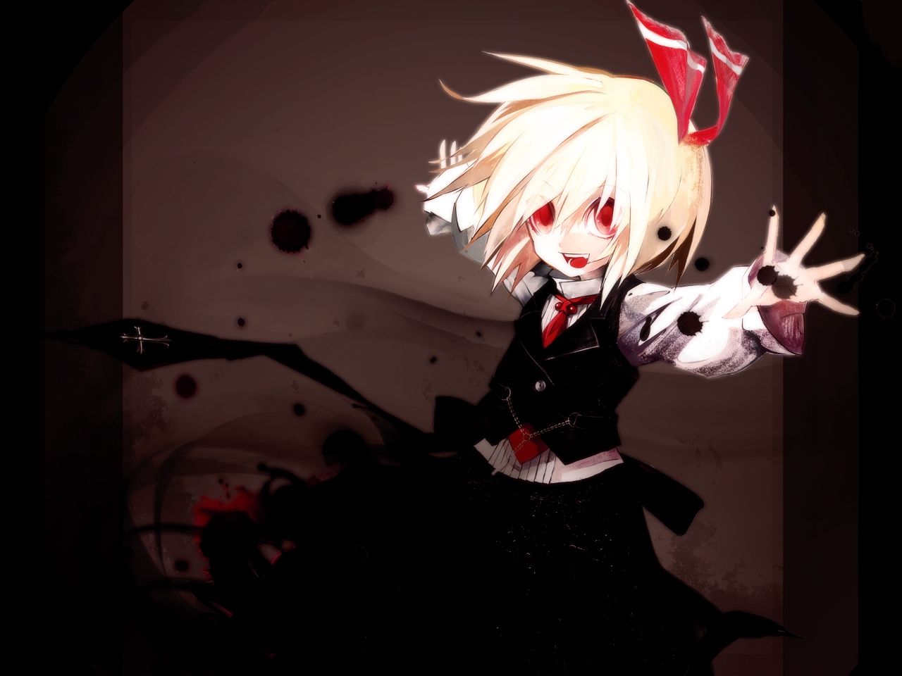 Download Wallpaper, Download 1920x1440 blondes lolitas touhou school uniforms tie ribbons darkness red eyes short hair rumia ribbon 1280 Wallpaper –Free Wallpaper Download