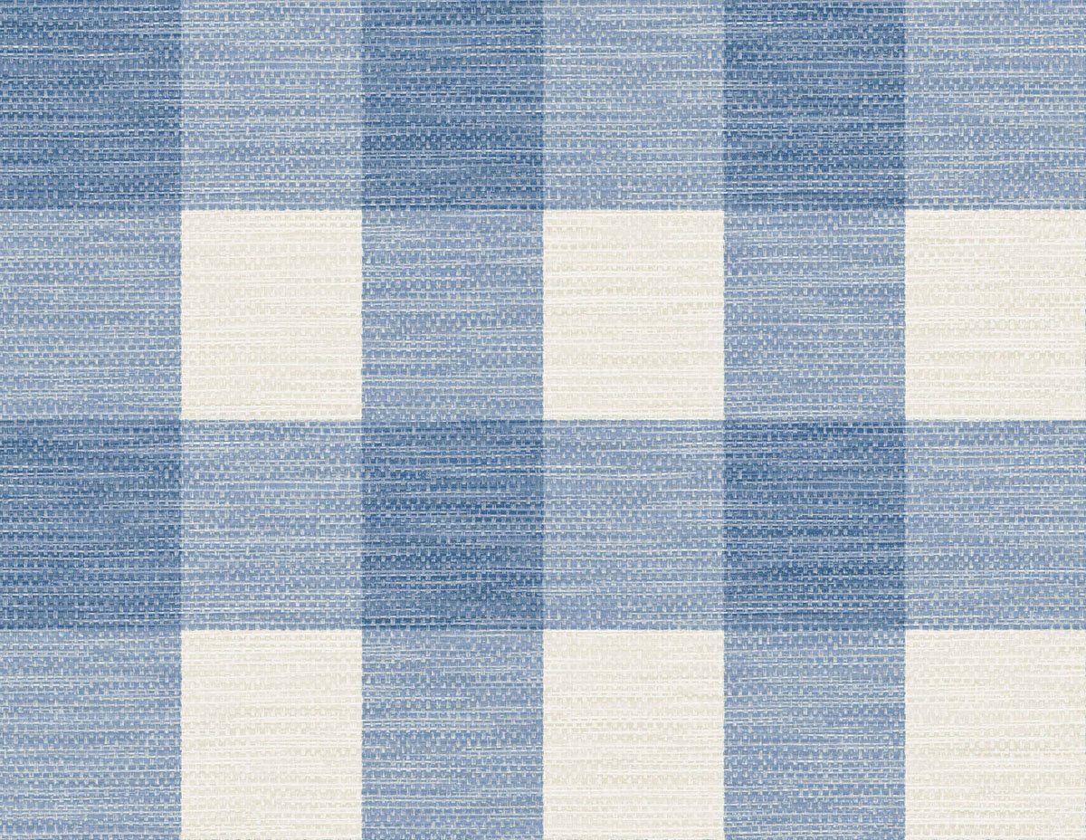 Rugby Gingham Wallpaper in Coastal Blue and Ivory from the Luxe Retrea