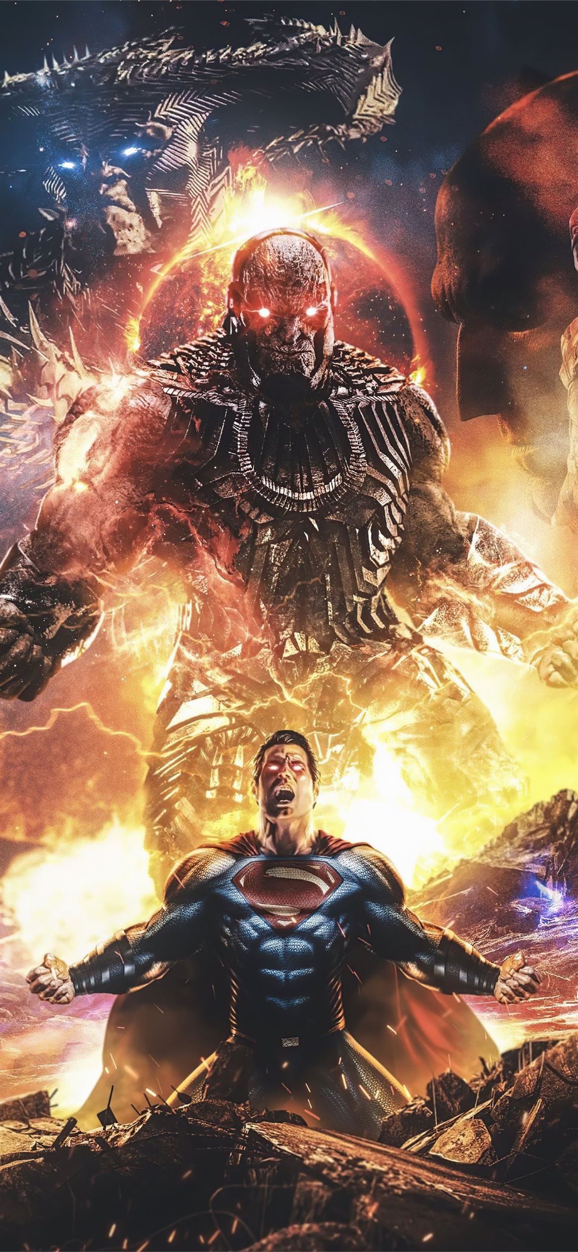 superman and darkseid zack snyders justice league. iPhone 12 Wallpaper Free Download