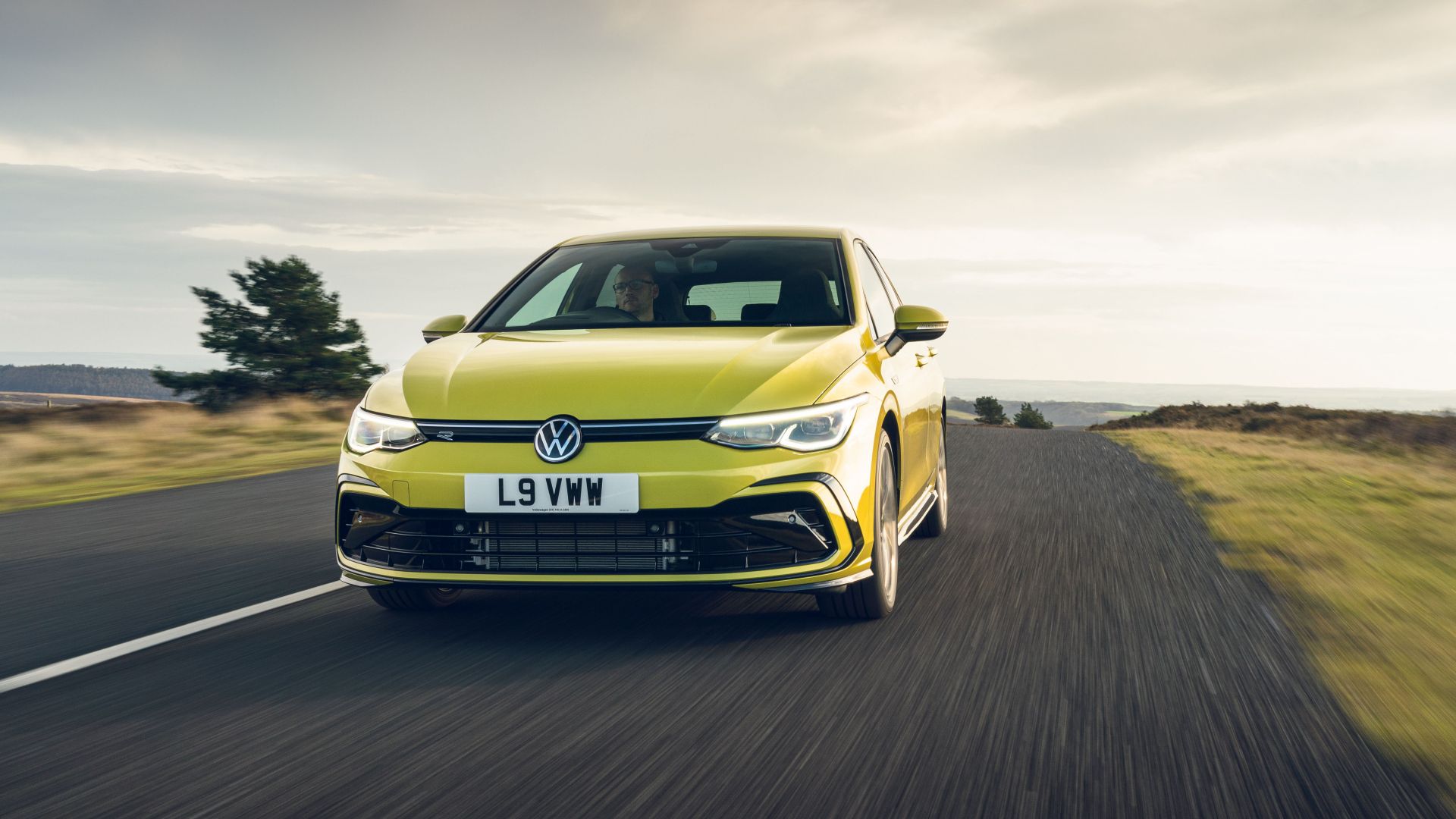 Volkswagen Golf VIII R Line UK Version 2021. Desktop Wallpaper. 1920x1080