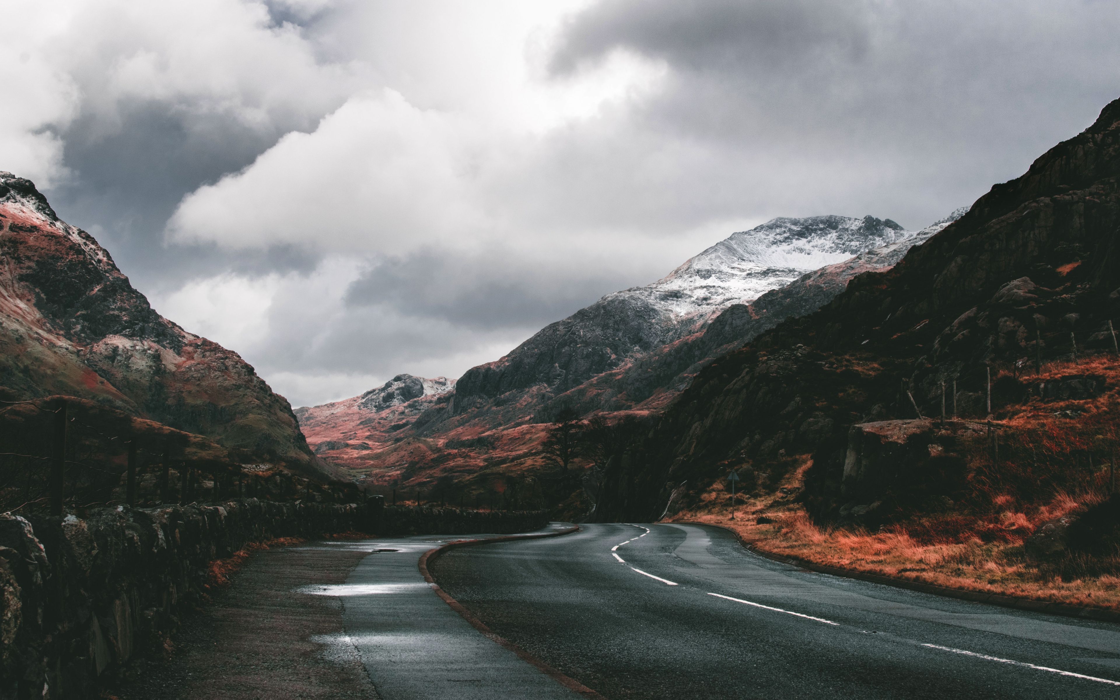 Download Road through mountains, clouds, nature wallpaper, 3840x 4K Ultra HD 16: Widescreen