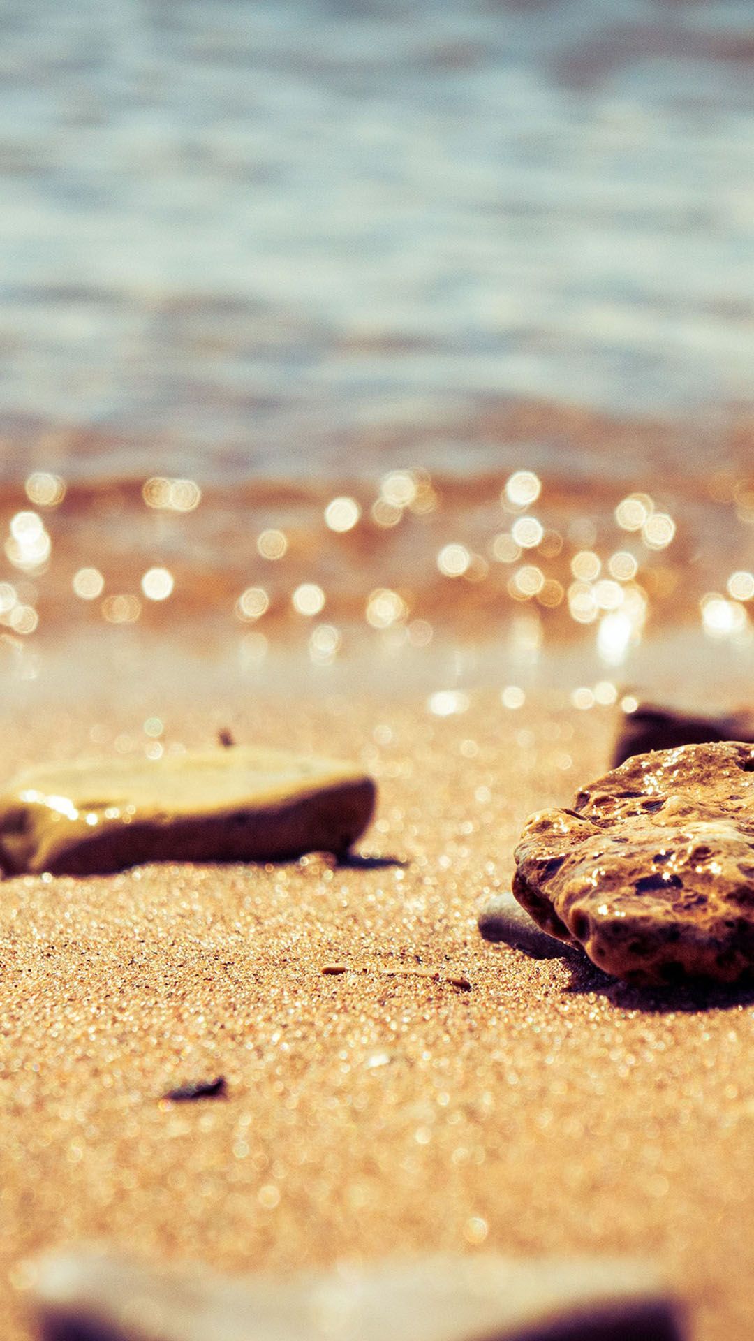 Macro Beach Bokeh Water Rocks Summer Android Wallpaper free download