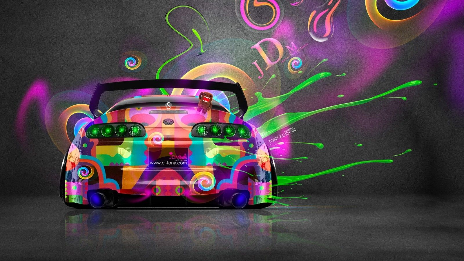 Wallpaper, colorful, illustration, night, neon, vehicle, JDM, Super Car, Toyota Supra, Tony Kokhan, light, screenshot, computer wallpaper 1920x1080