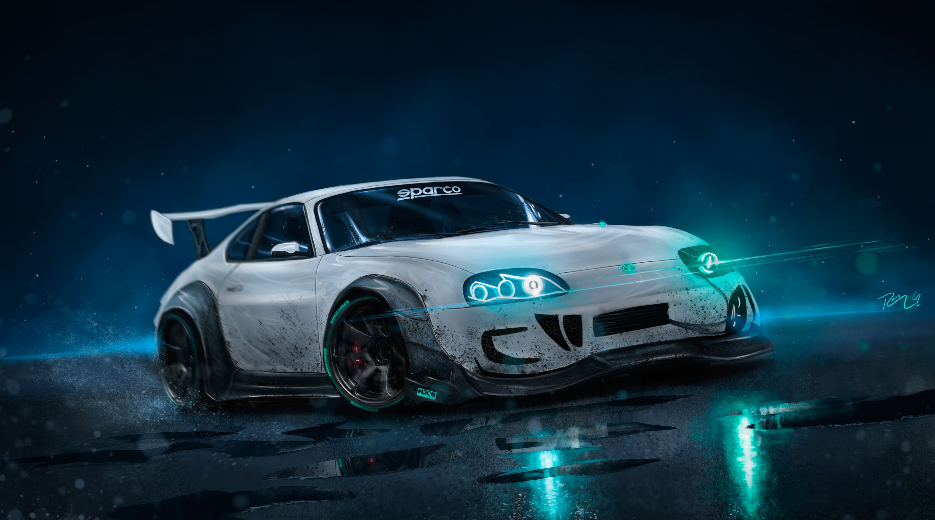 K, #Drift, #Neon lights, #Toyota Supra, #Custom. Mocah HD Wallpaper