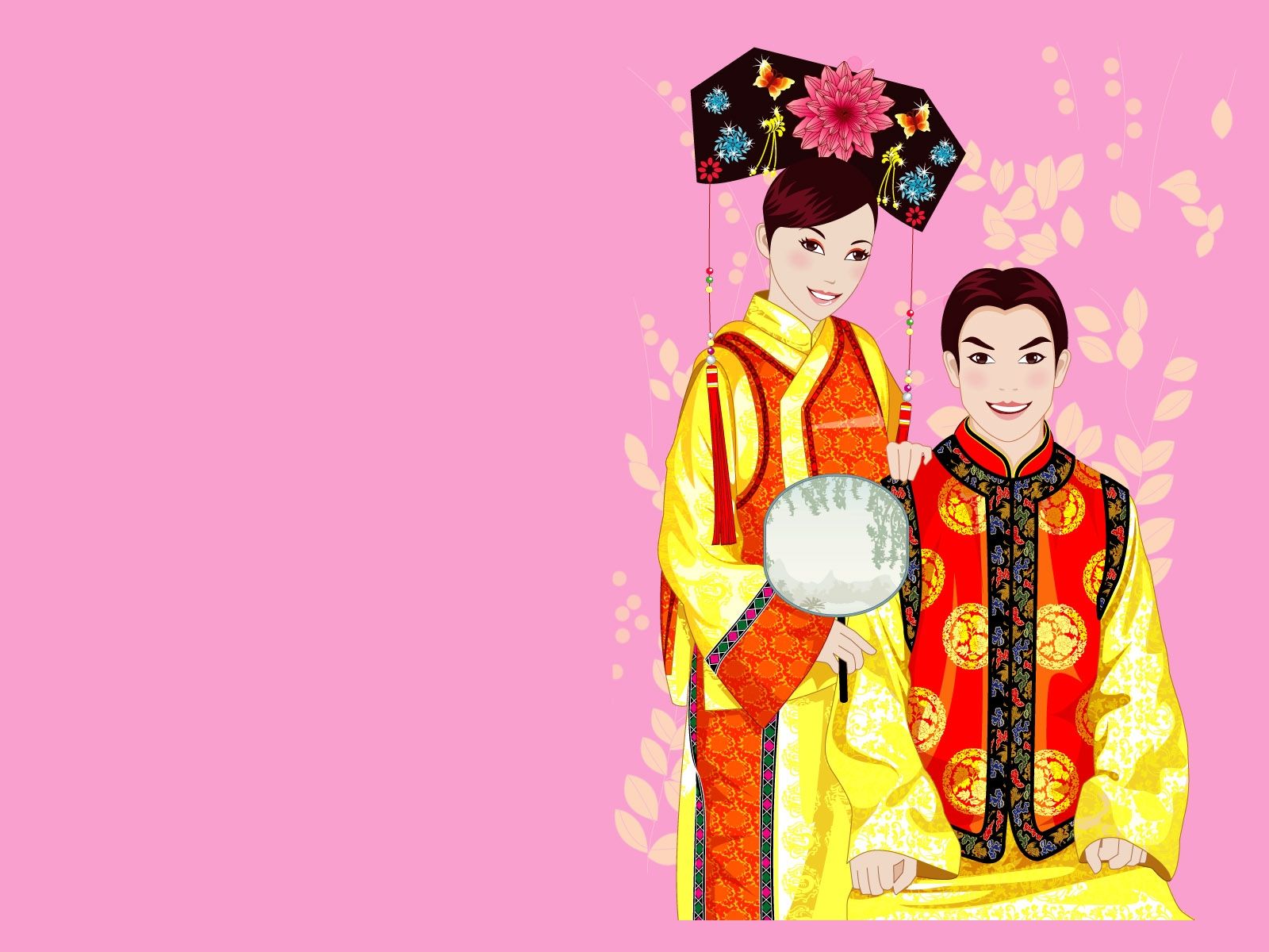 Wallpaper, boy, girl, kimono, costume, couple, China 1600x1200