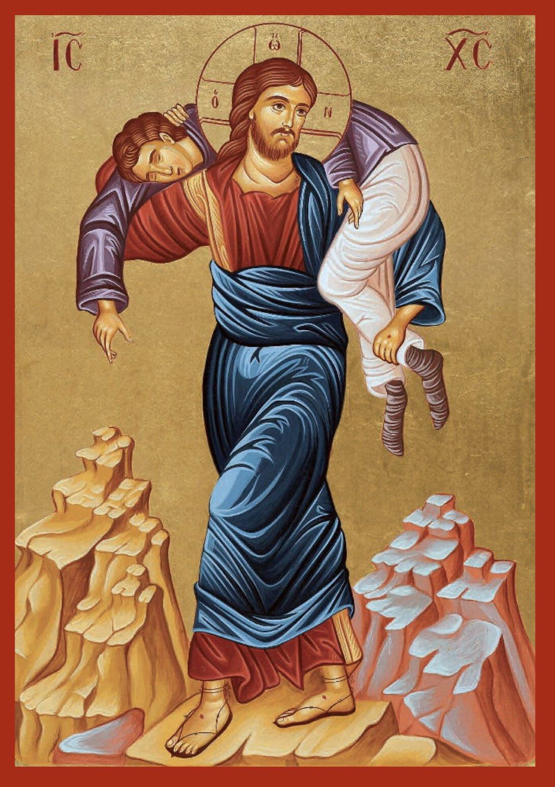 Hand painted Byzantine Icon Of Jesus Christ The Good Shepherd. Etsy. Christ the good shepherd, Byzantine icons, Orthodox christian icons