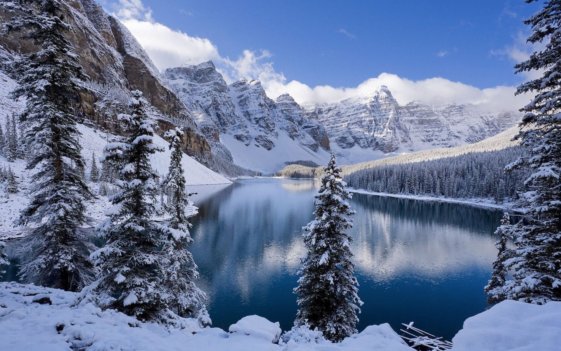 Winter Mountain Lake Wallpaper