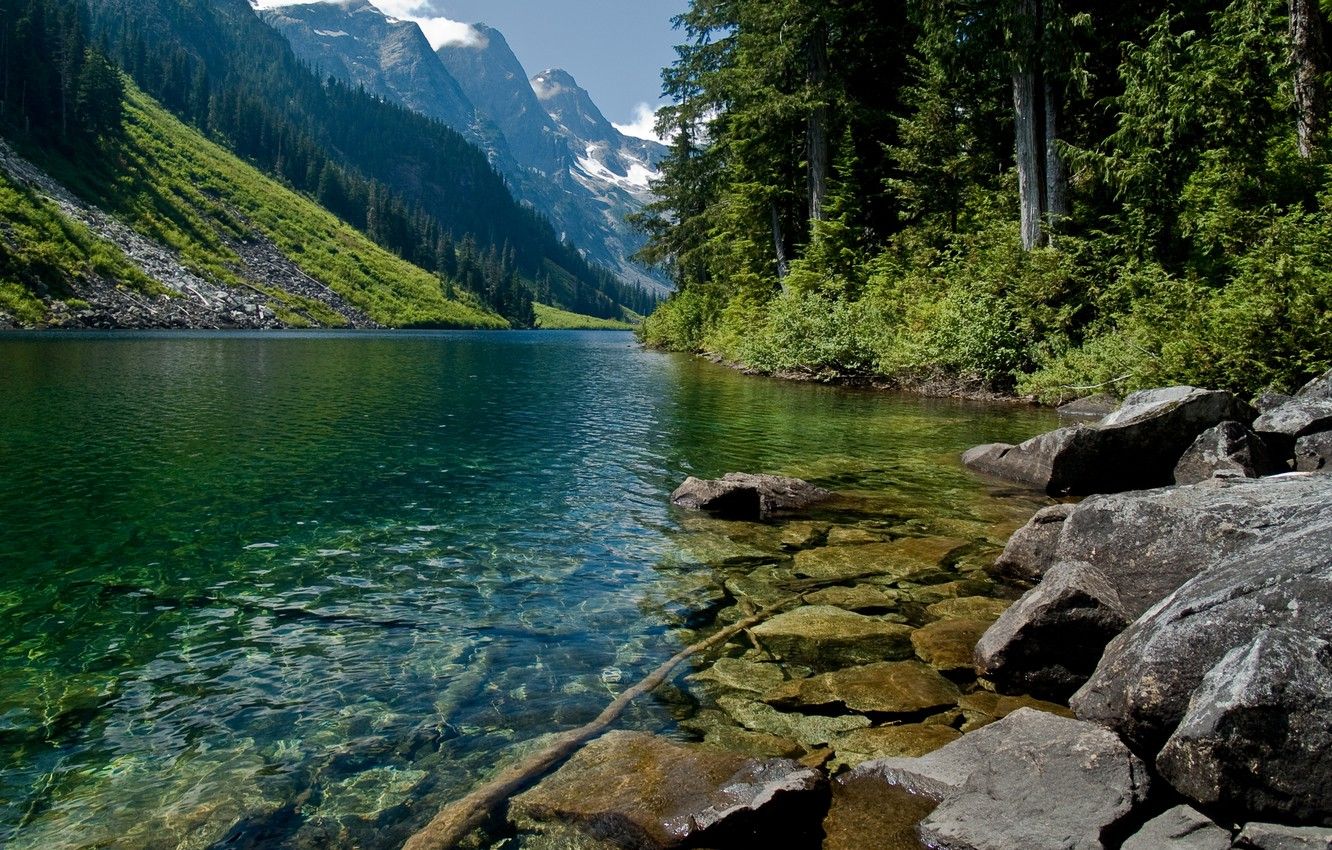 Wallpaper water, trees, mountains, nature, mountain river image for desktop, section пейзажи