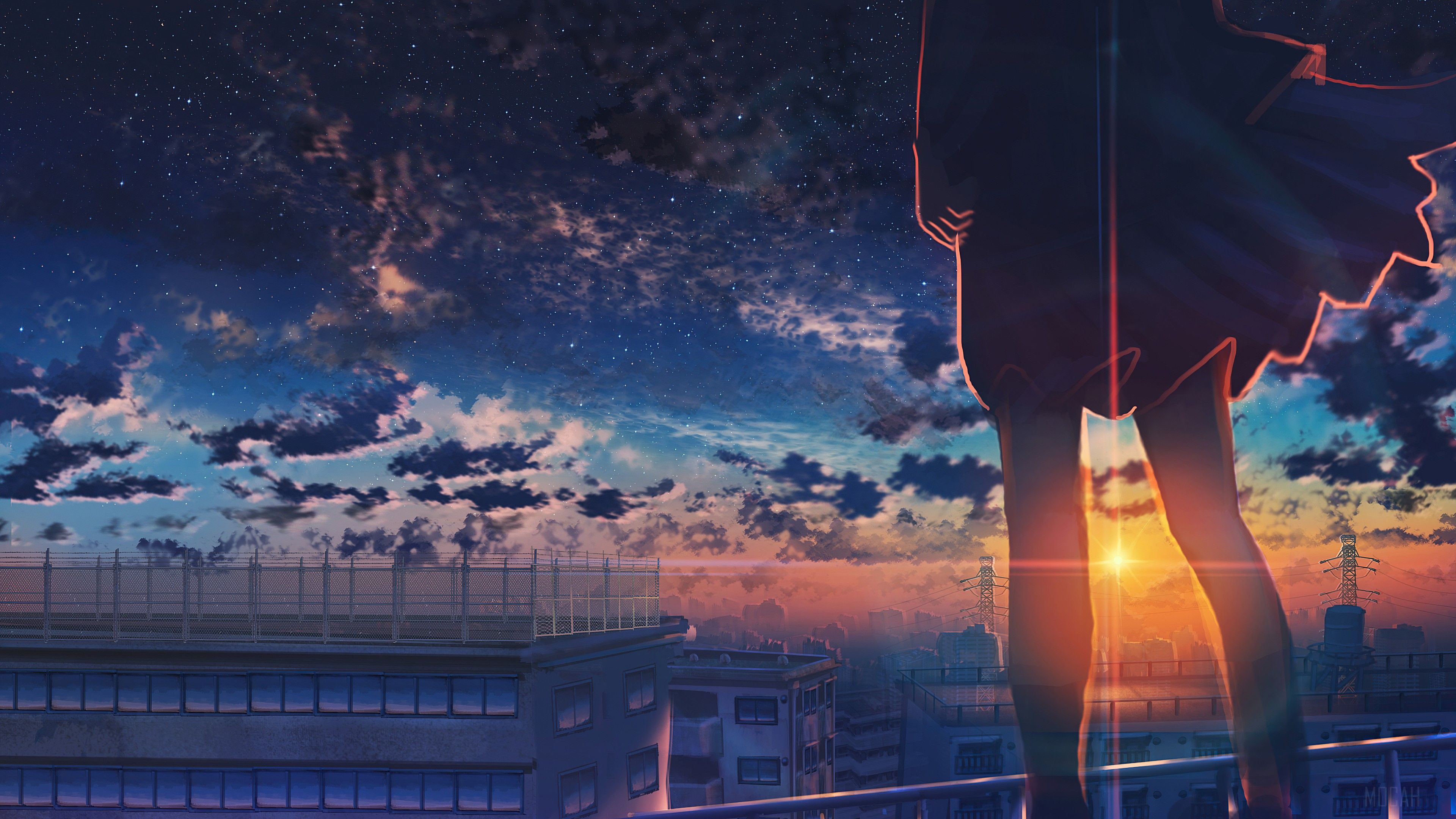 Anime, Sunset, Clouds, Scenery 4k wallpaper. Mocah HD Wallpaper