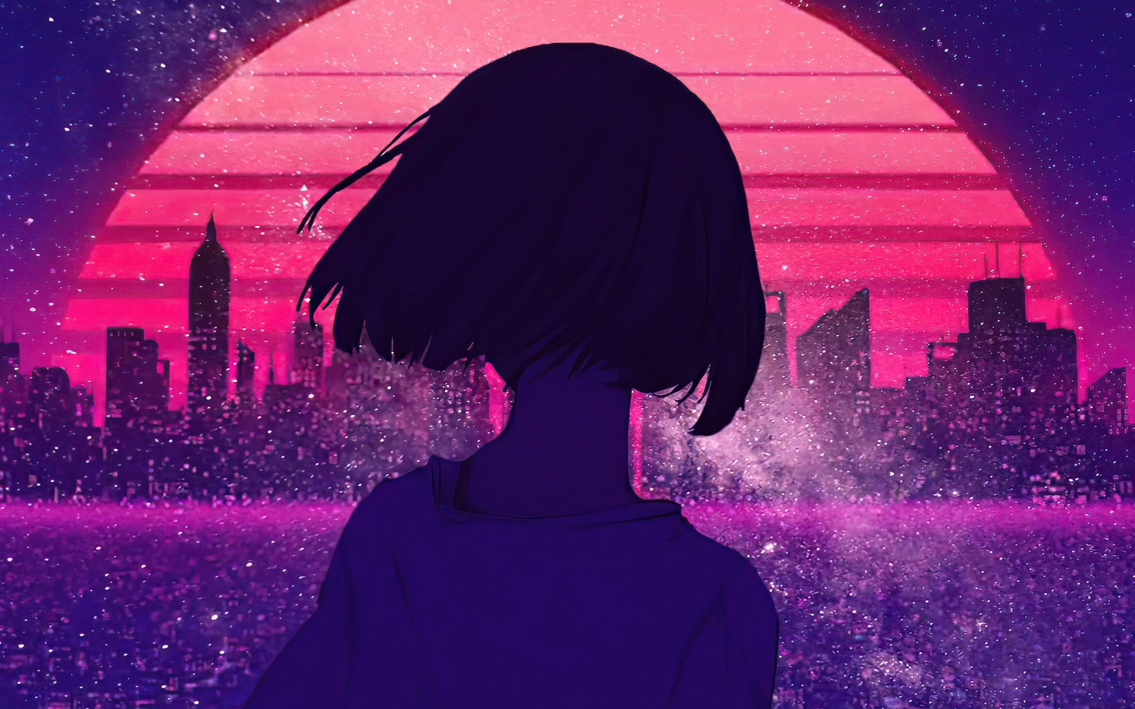 Art Girl Sunset Anime Wallpaper