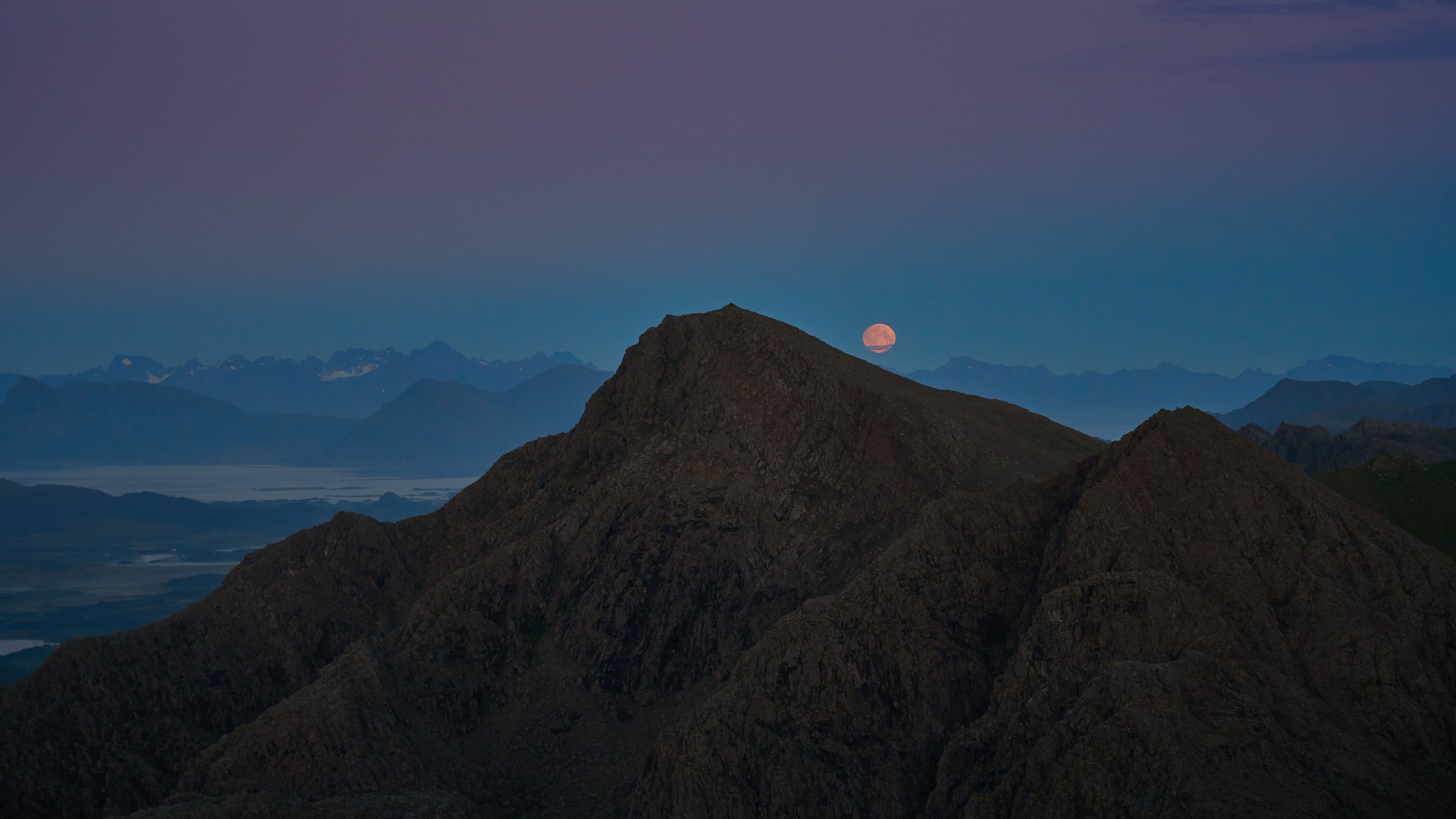 Wallpaper 4k Moon Over Mountain 4k 4k Wallpaper, Hd Wallpaper, Moon Wallpaper, Mountains Wallpaper, Nature Wallpaper