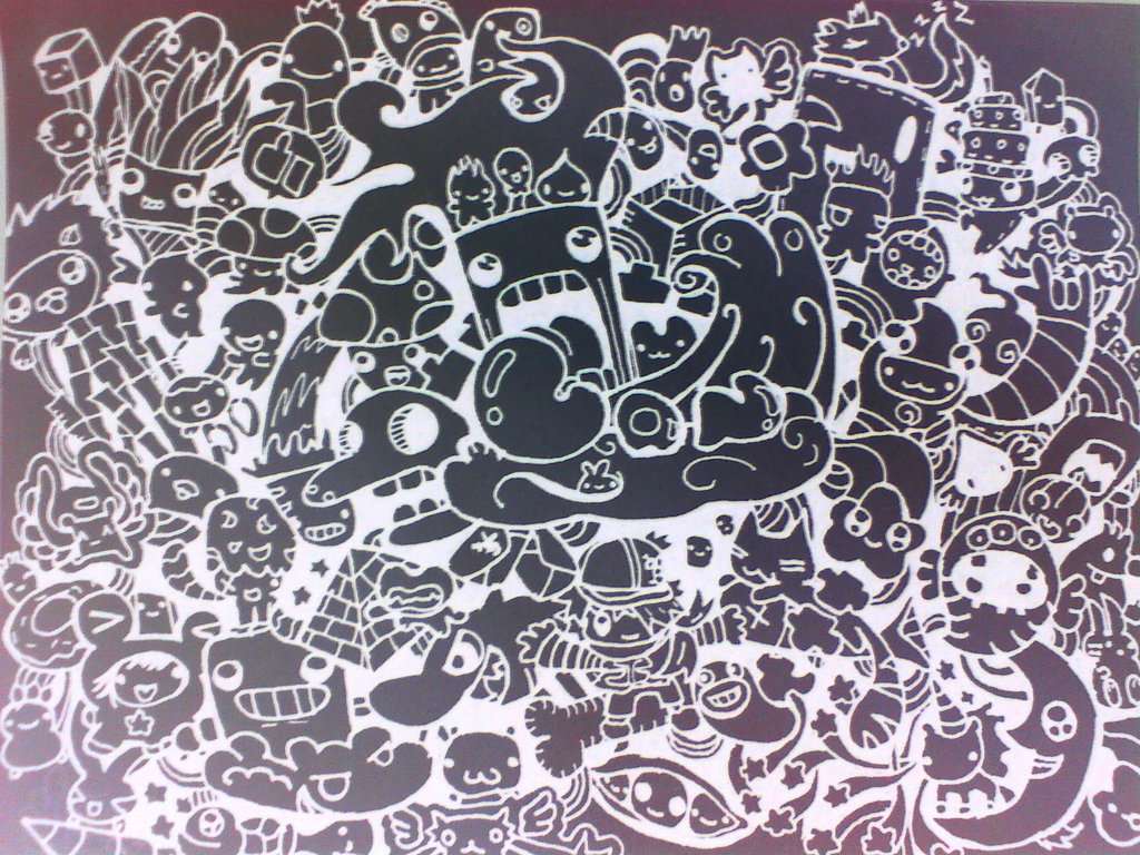 Doodle Art Wallpaper Black And White