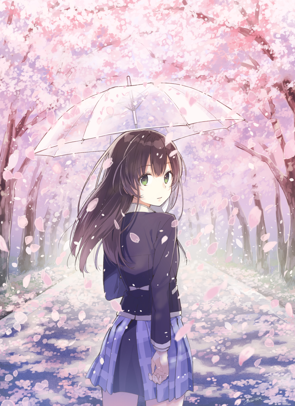 Anime Girl Cherry Blossom Bliss HD Wallpaper