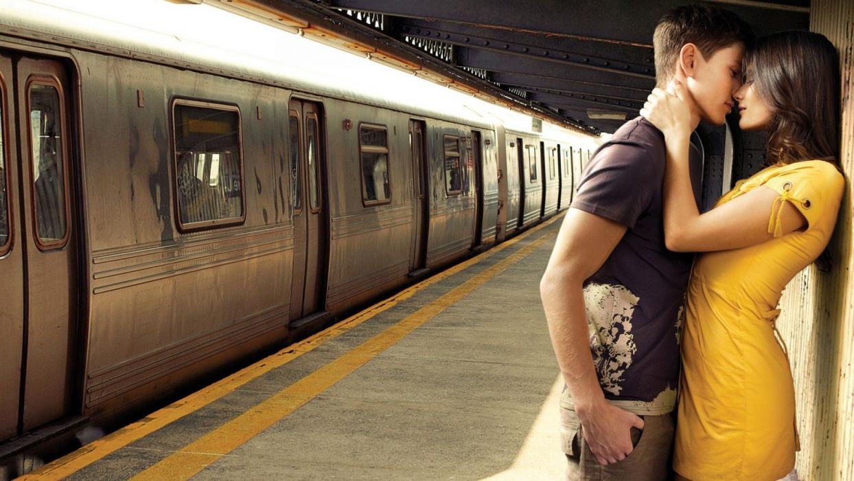 Photography sensuality sensual girl woman couple kissing lips caress love trains subway wallpaperx1080