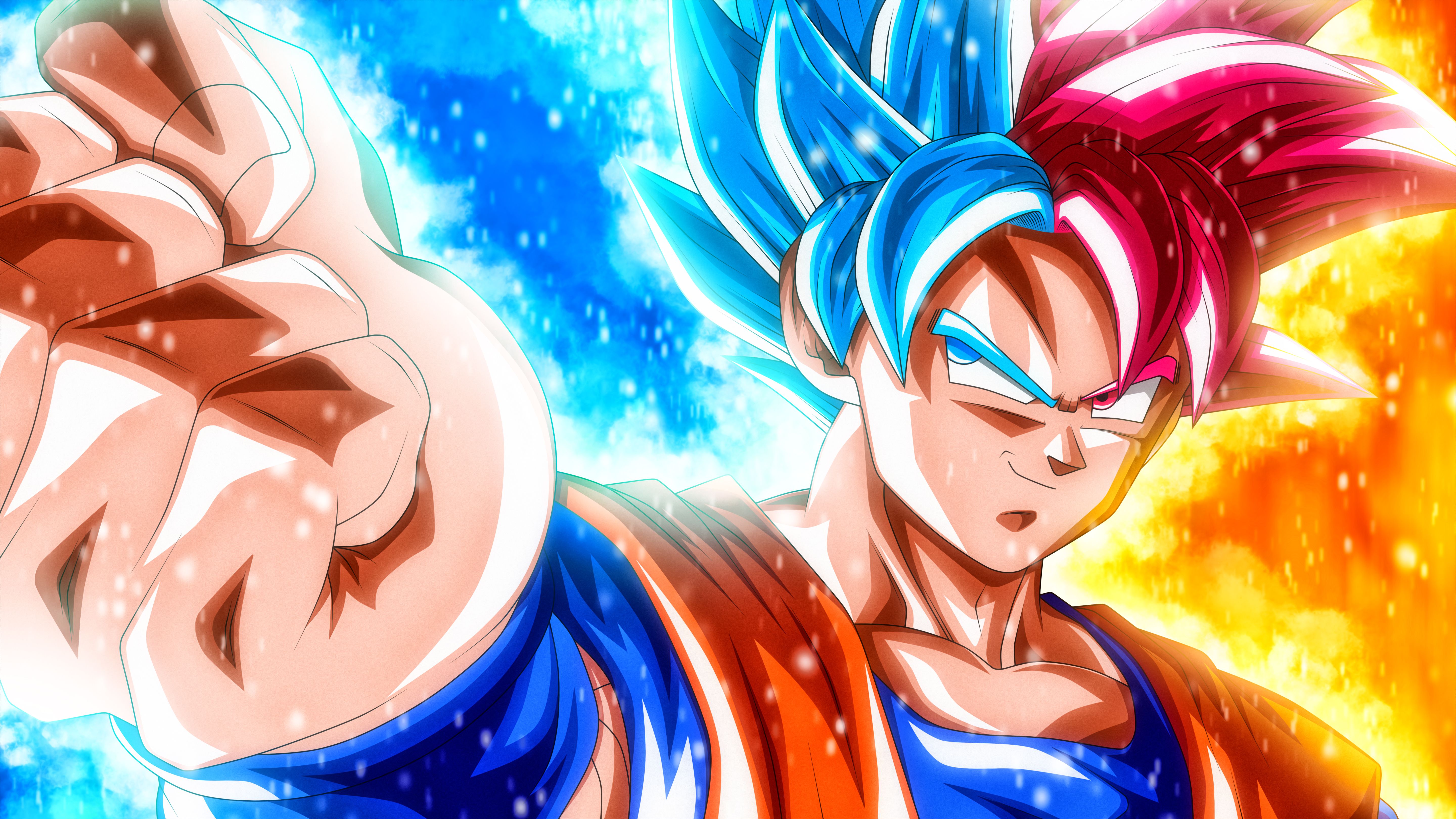 Goku 4K Wallpaper, Super Saiyan Blue, Super Saiyan God, Dragon Ball Super, 5K, Anime