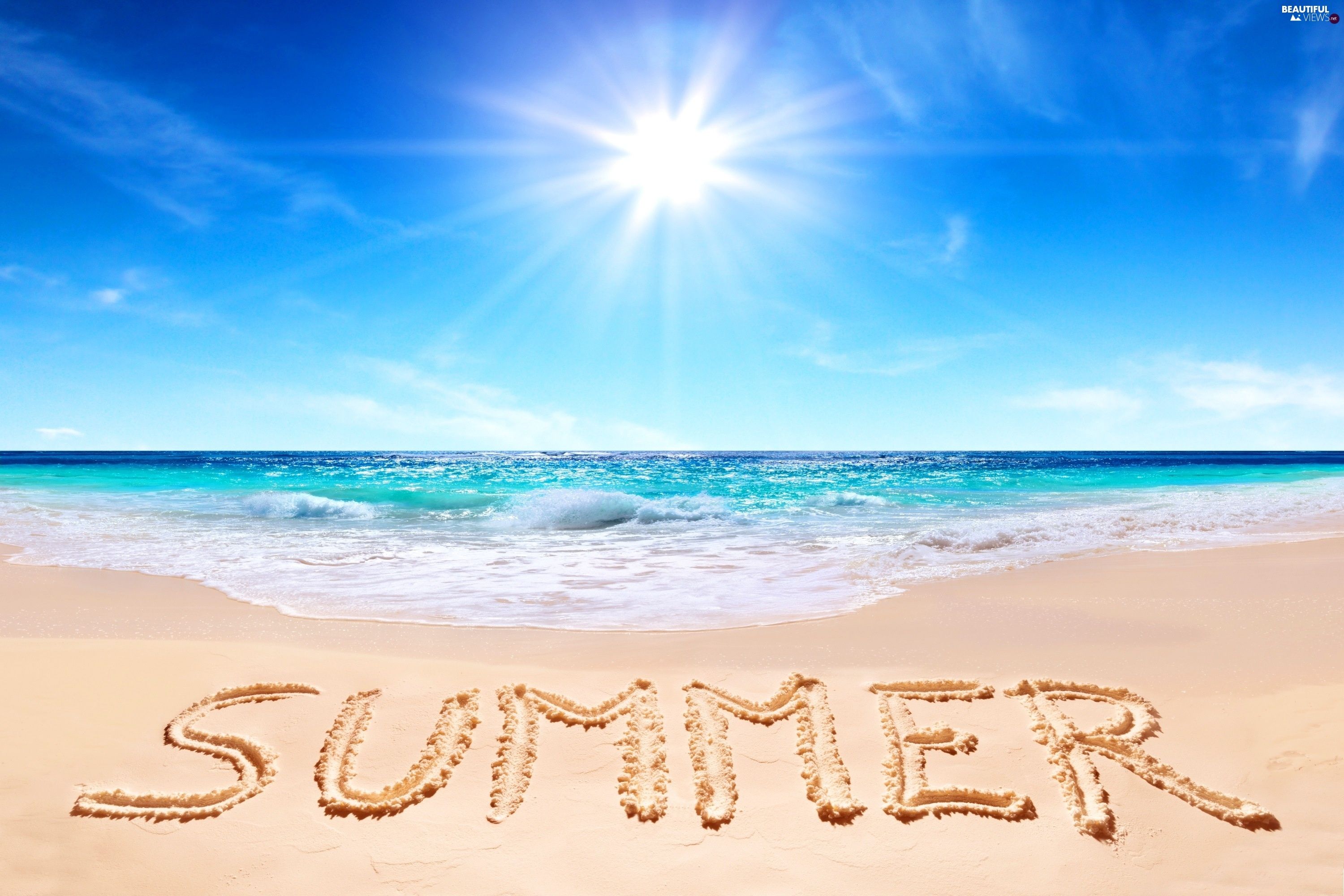 text, summer, sea, sun, Beaches views wallpaper: 3000x2000