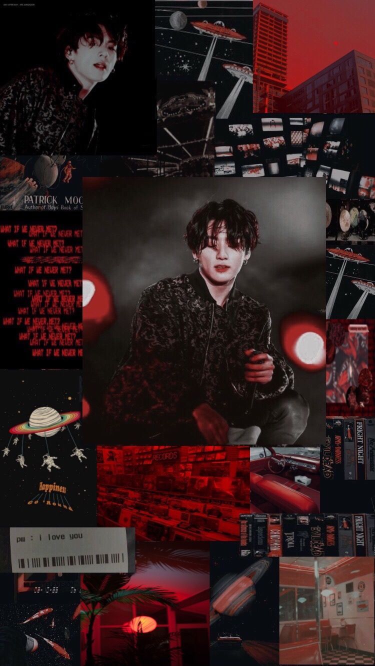 Jungkook wallpaper. Red and black wallpaper, Bts aesthetic wallpaper for phone, Dark wallpaper iphone