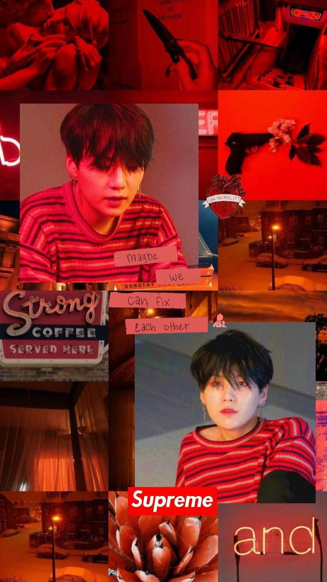 BTS Aesthetic Desktop Wallpaper Red