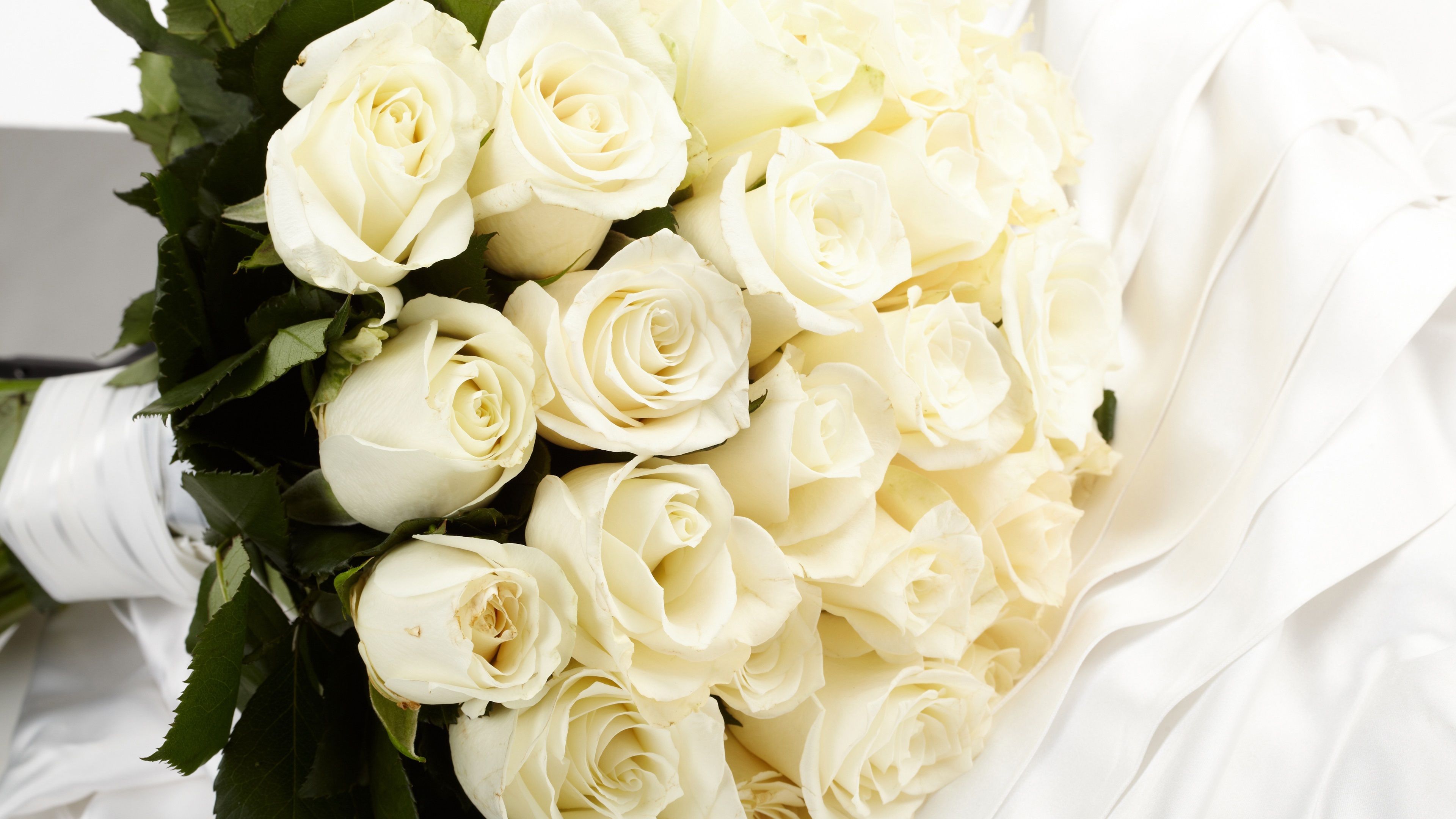 Wallpaper White roses, bouquet 3840x2160 UHD 4K Picture, Image
