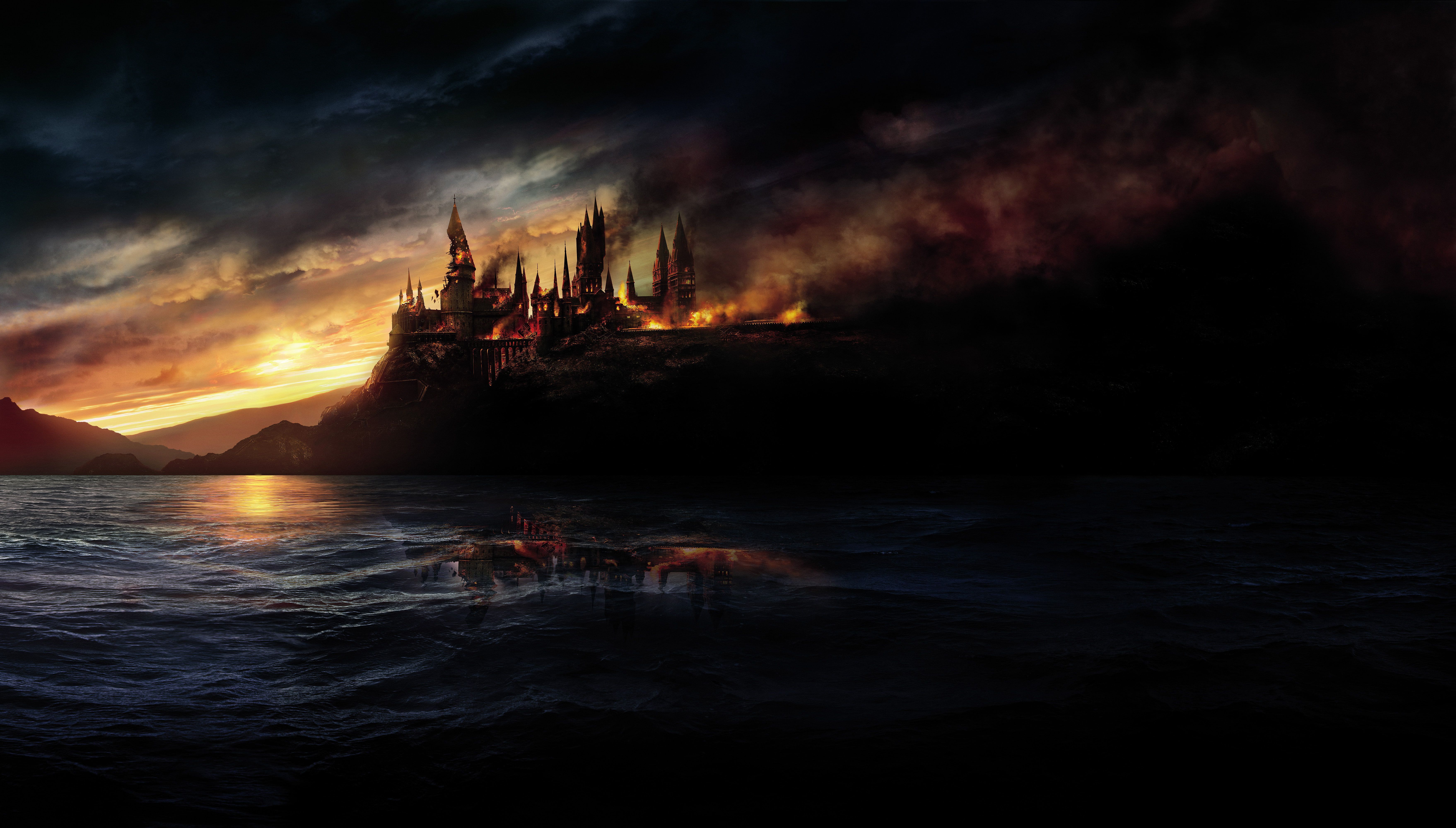 8K #Hogwarts K #Burning Harry Potter and the Deathly Hallows K # wallpaper #hdwallpaper #desktop. Harry potter wallpaper, Deathly hallows wallpaper, Hogwarts