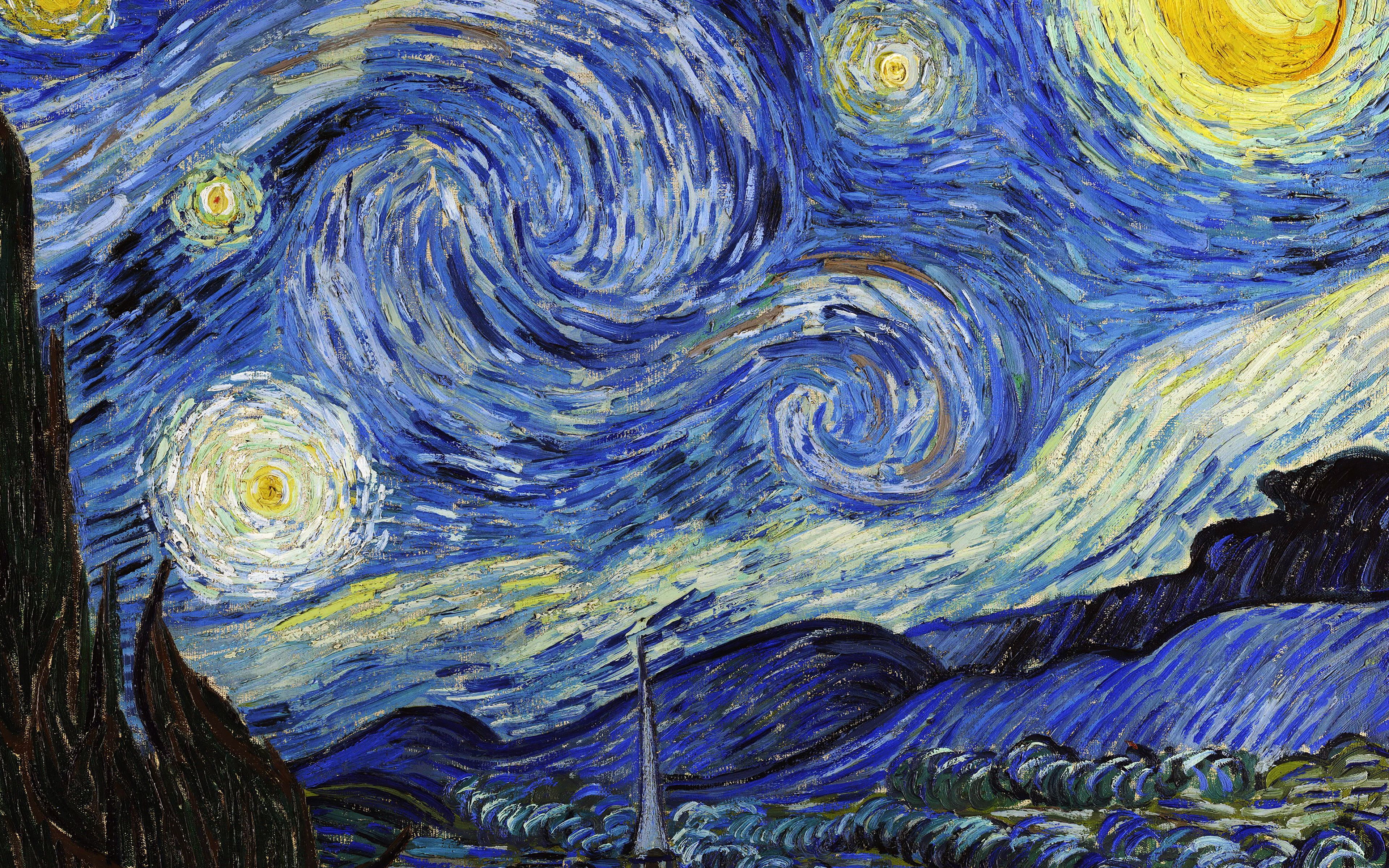 vincent #van #gogh #starry #night #classic #painting #art #illust K # wallpaper #hdwallpaper #deskt. Starry night wallpaper, Starry night, Starry night van gogh