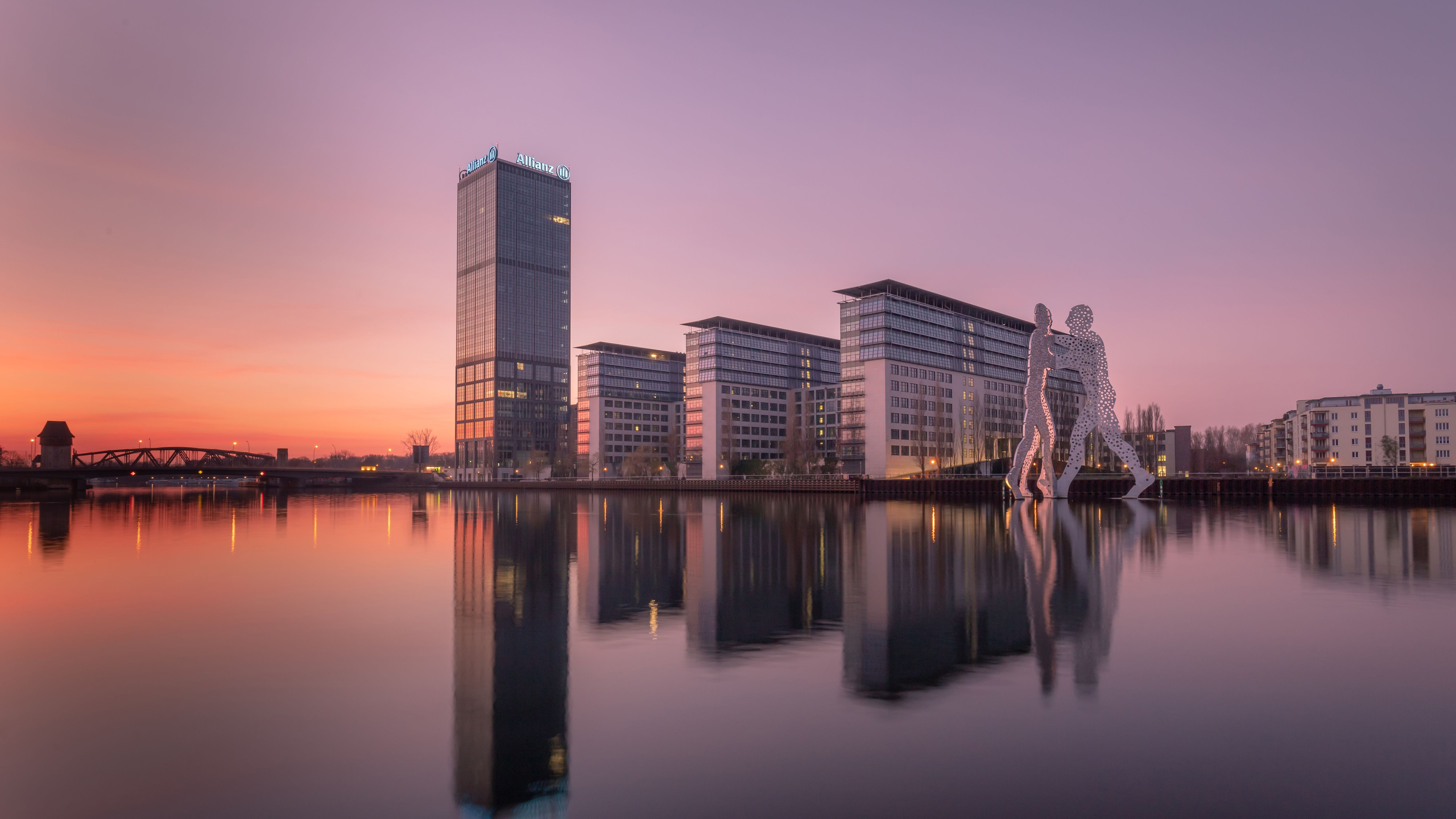 Berlin City Germany Reflection On Water 4K 5K HD Travel Wallpaper