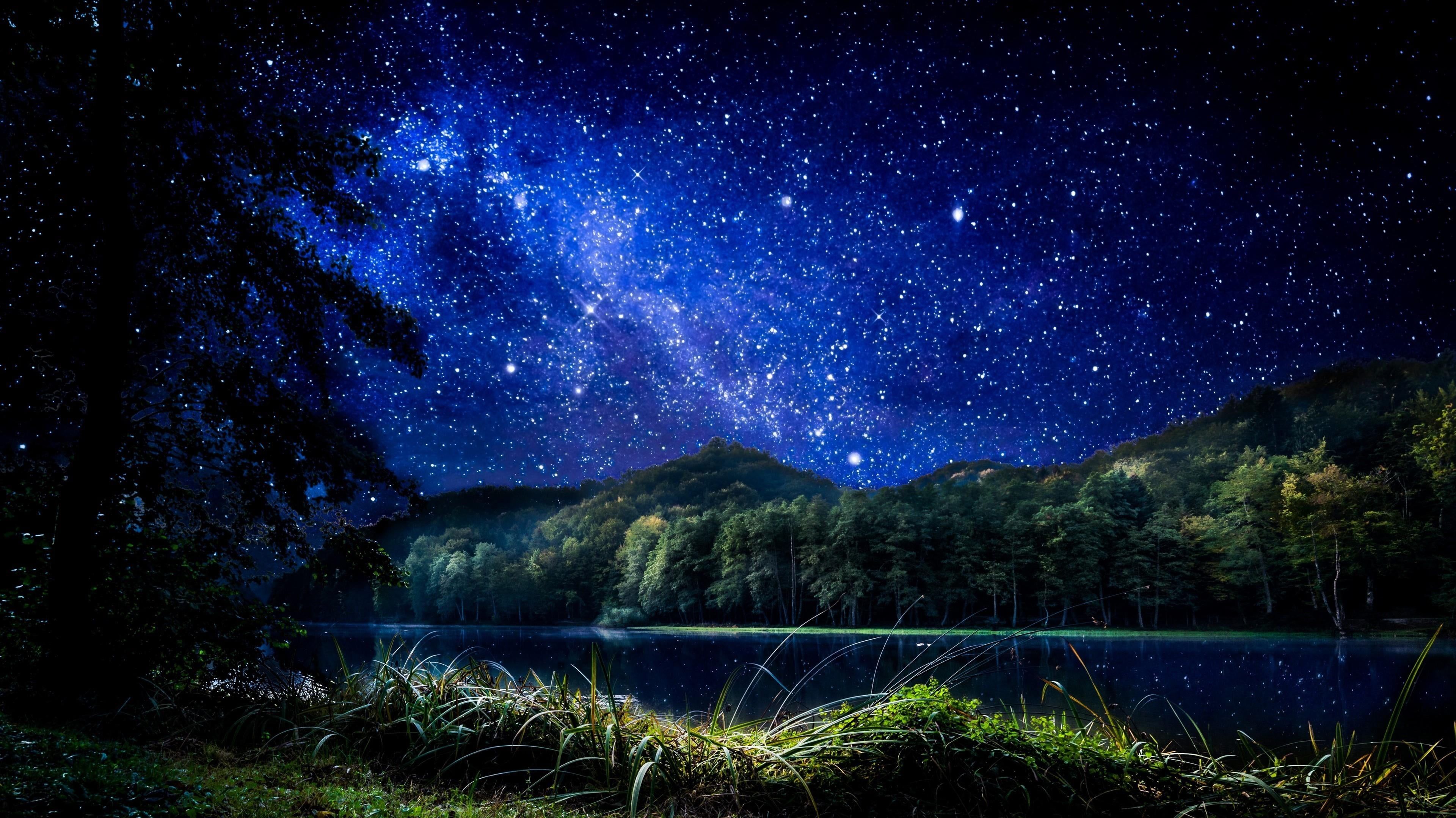 sky #night milky way #starry night sky #lake #lakeside #mountains K # wallpaper #hdwallpaper #desktop. Starry night sky, Beautiful night sky, Sky lake