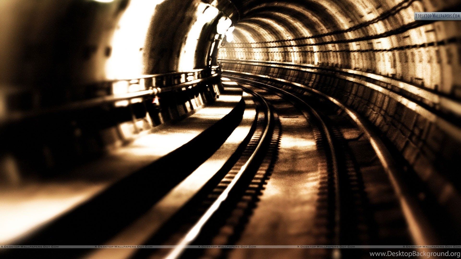 Metro Train Tunnel Sepia Color Wallpaper Desktop Background