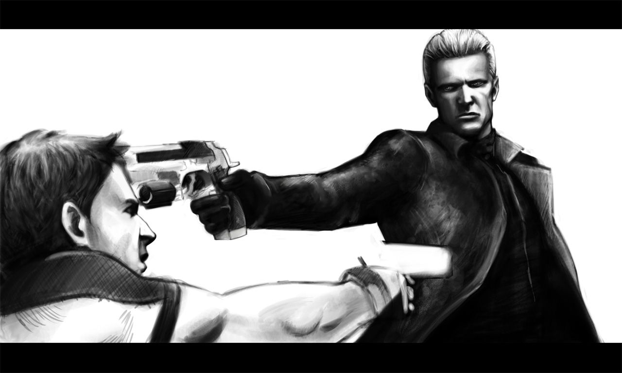 video games guns resident evil sketches grayscale wesker monochrome drawings albert wesker fan art