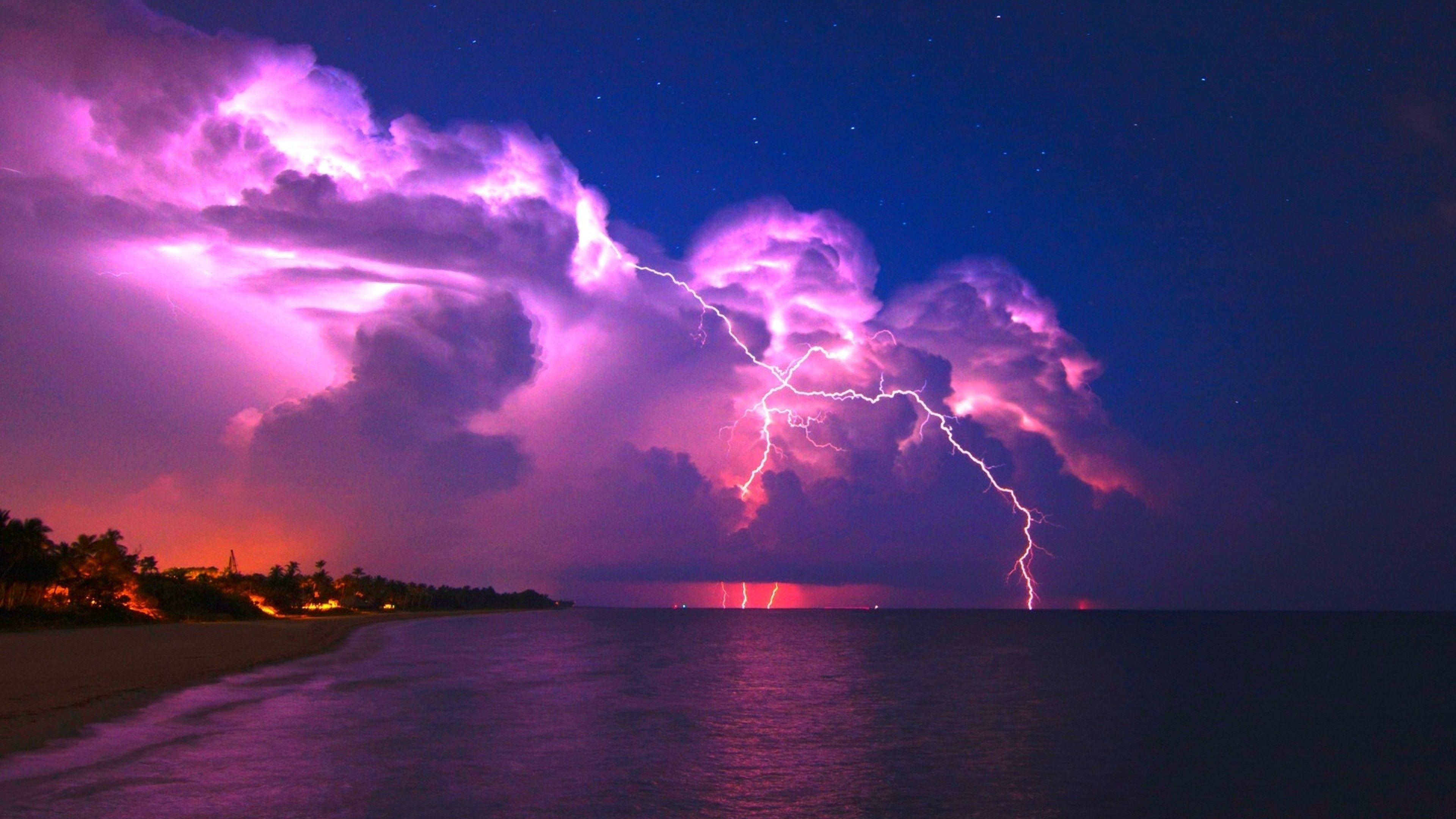 Lightning Pink Sky 4k Laptop Full HD 1080P HD 4k Wallpaper, Image, Background, Photo and Picture