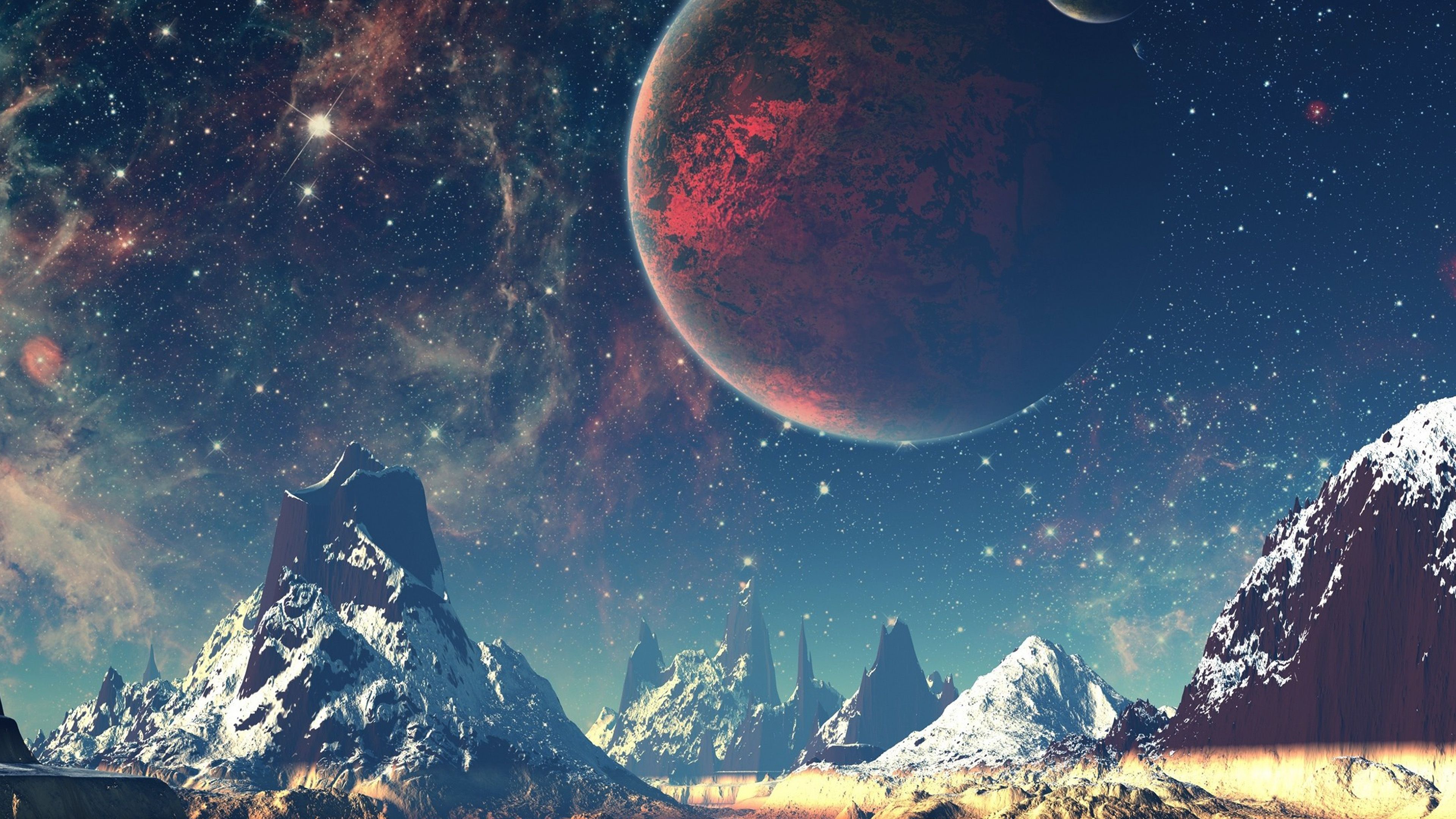 wallpaper for desktop, laptop. dream space world mountain sky star illustration