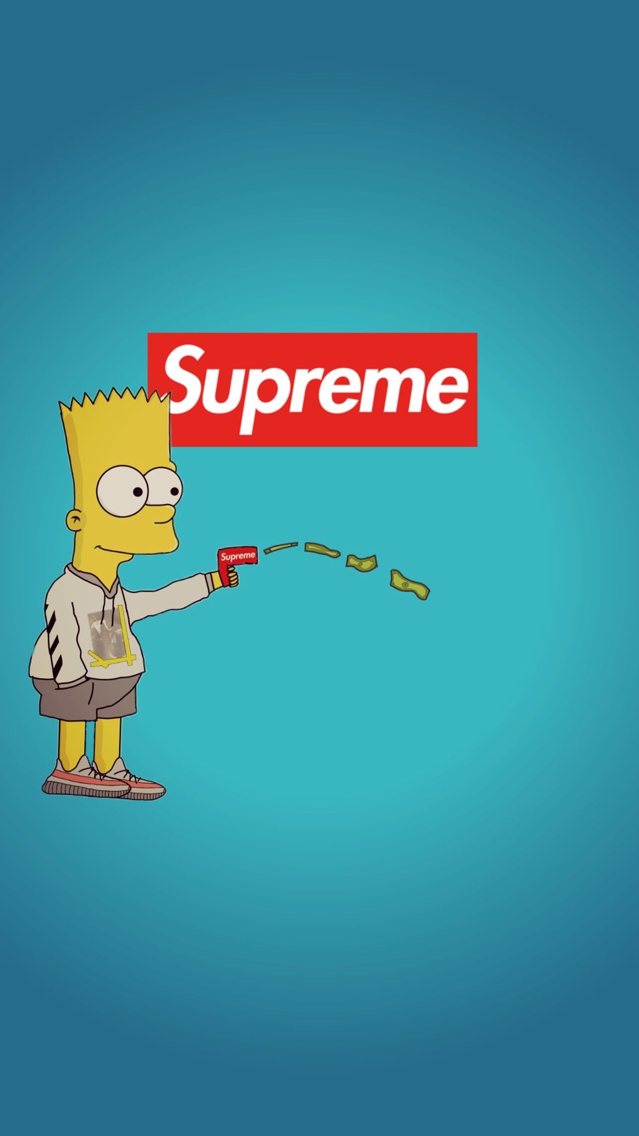 Bart Simpson Supreme Money Gun Wallpaper