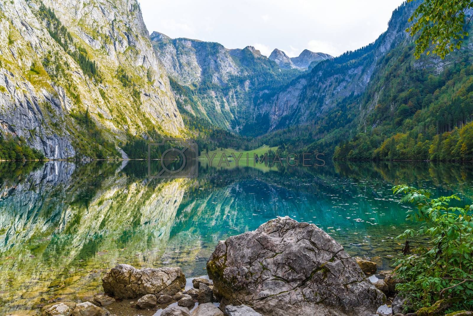Obersee, Koenigssee, Konigsee, Berchtesgaden National Park, Bavaria, Germany Royalty Free Stock Image. , Royalty Free Image, Vectors, Footage