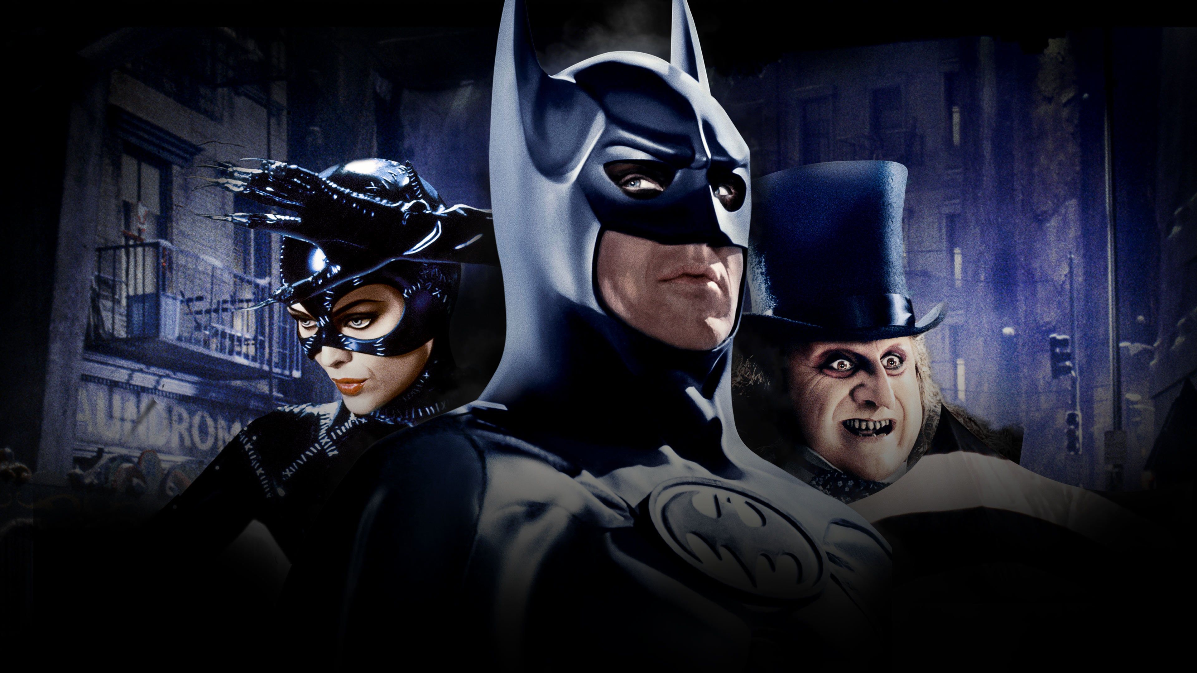 Batman Batman Returns Catwoman Danny Devito Michael Keaton Michelle Pfeiffer Penguin Dc Comics Wallpaper:3840x2160