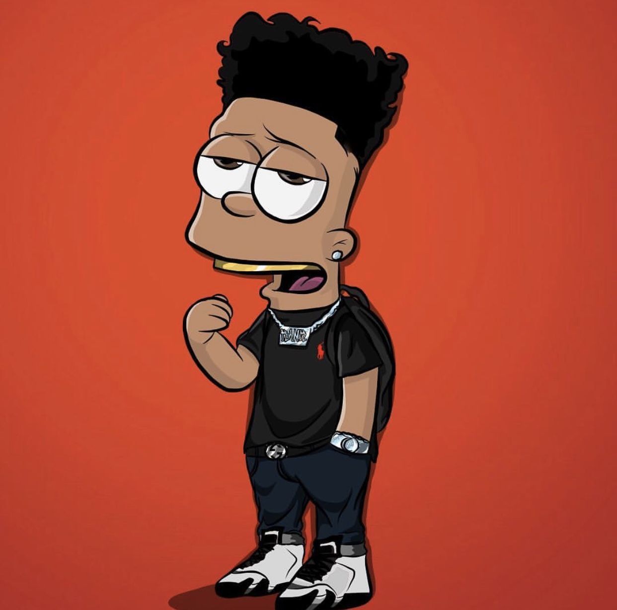 Black Cartoon Rapper Boy