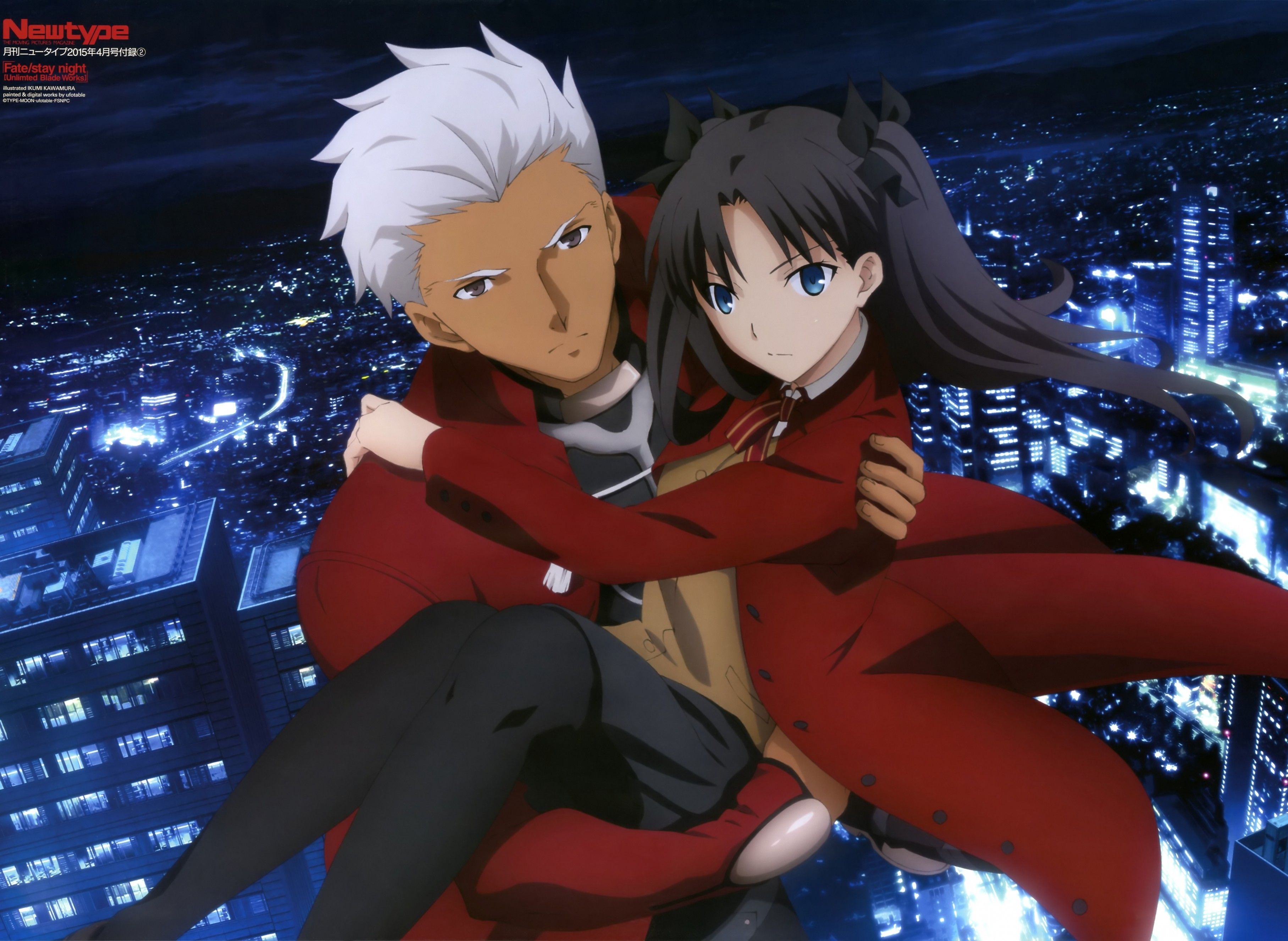 Download 3631x2652 Archer, Rin Tohsaka, Princess Carry, Fate Stay Night: Unlimited Blade Works Wallpaper