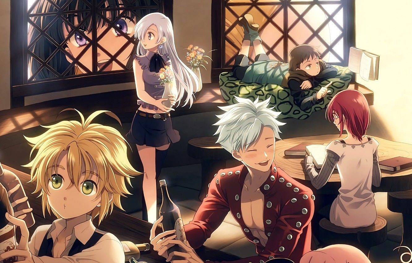 Wallpaper friends, tavern, Nanatsu no Taizai, The seven deadly sins image for desktop, section сёнэн