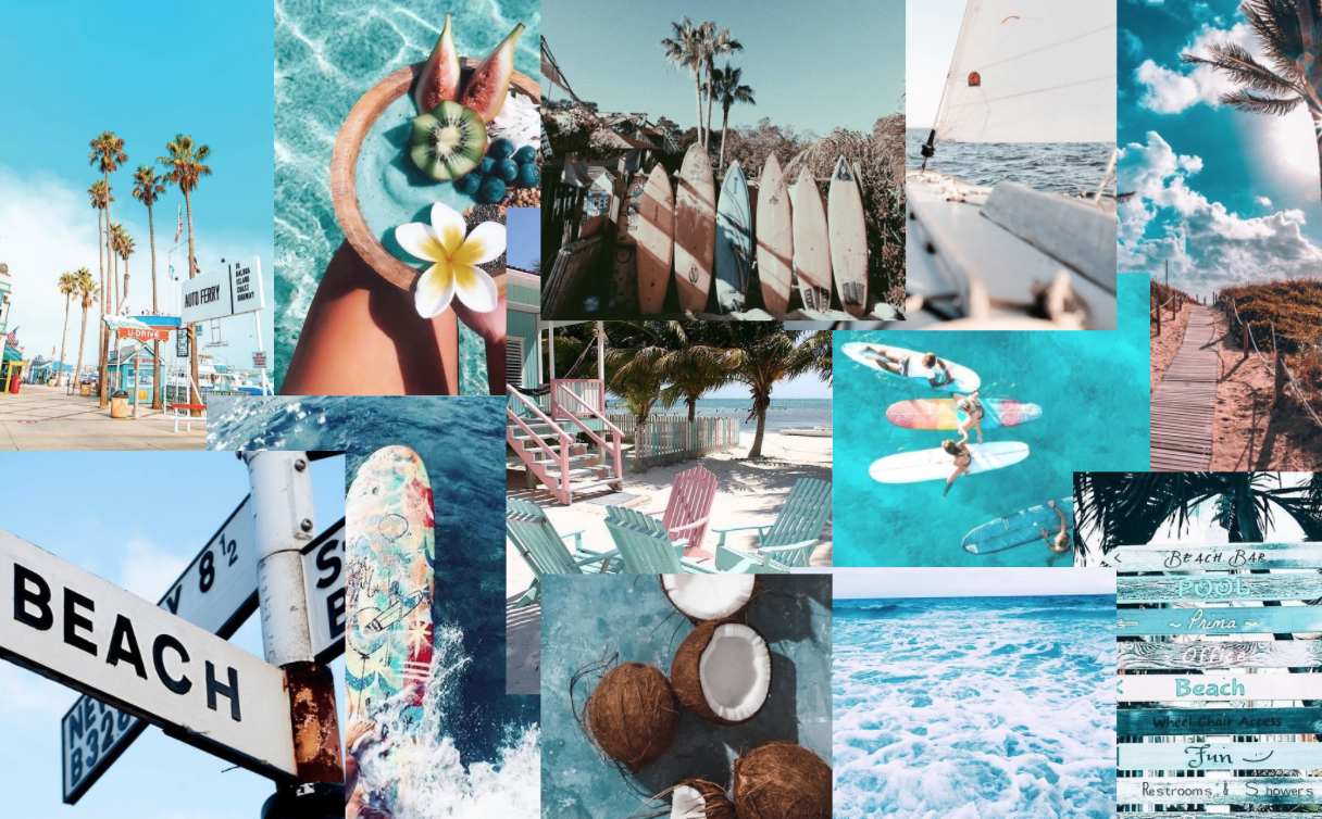 Collage Beach Aesthetic Desktop Wallpaper