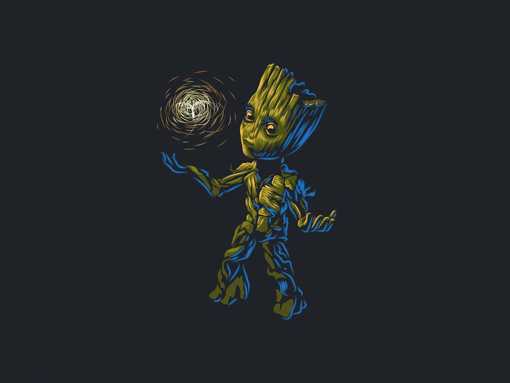 Baby groot, play, art wallpaper, HD image, picture, background, 3Df53e