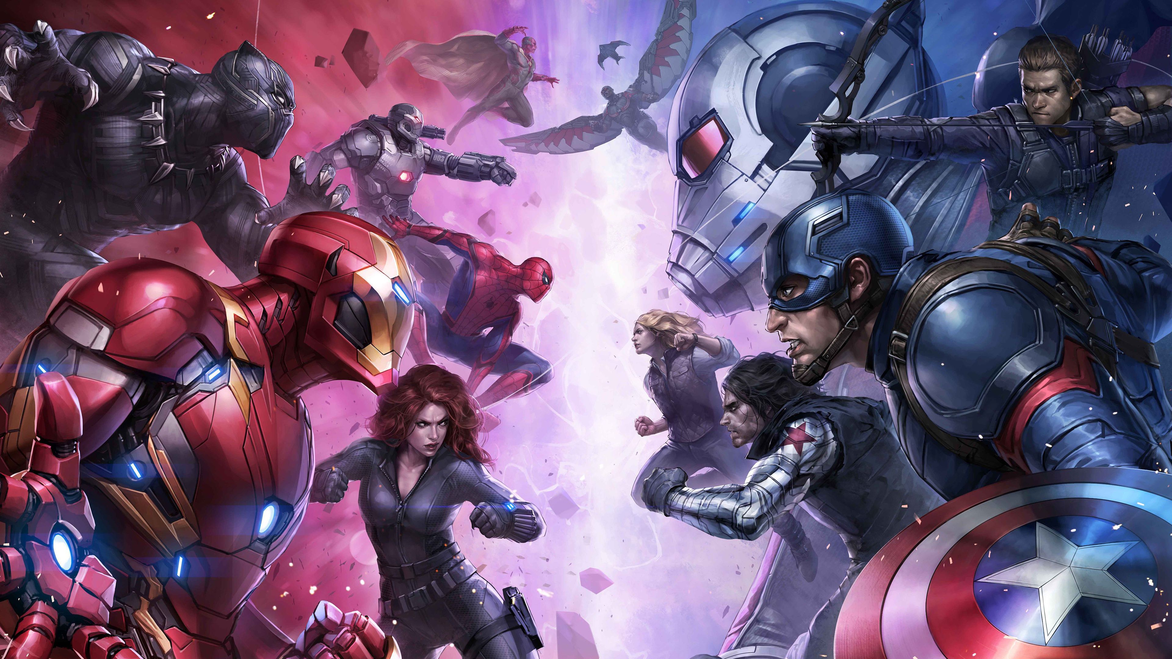 Wallpaper 4k Team Iron Man And Team Captain America Wallpaper