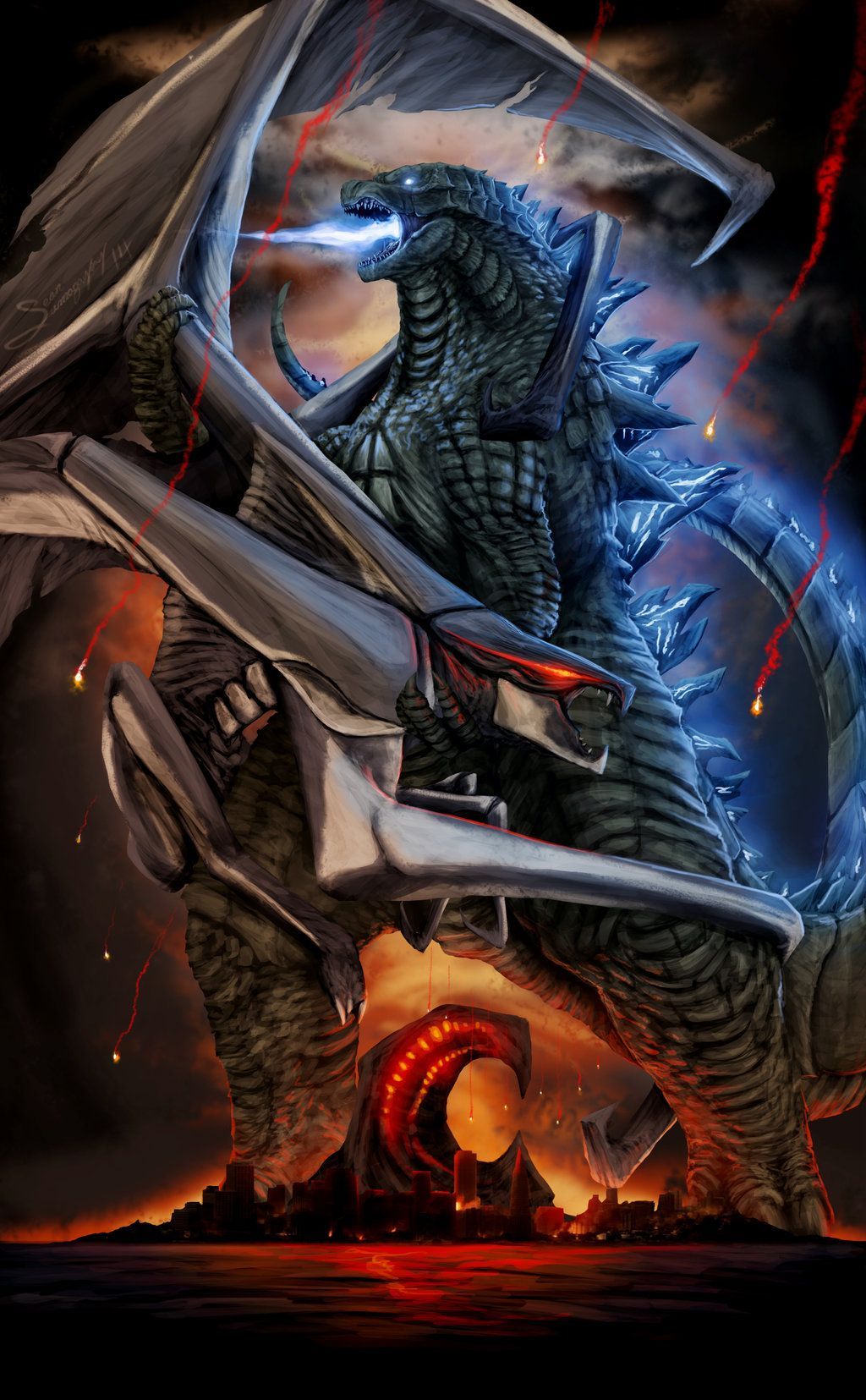 GODZILLA: 60th Anniversary Poster (Atomic Breath). Godzilla, Kaiju, Kaiju monsters