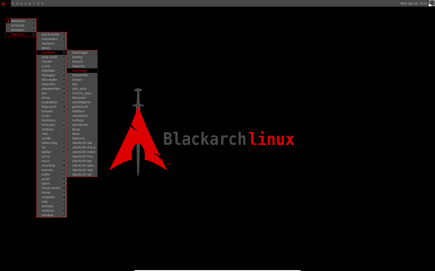 BlackArch Linux v2014.10.07 expansion to Arch Linux for pentesters and security researchers. Linux, Snowman wallpaper, Kali