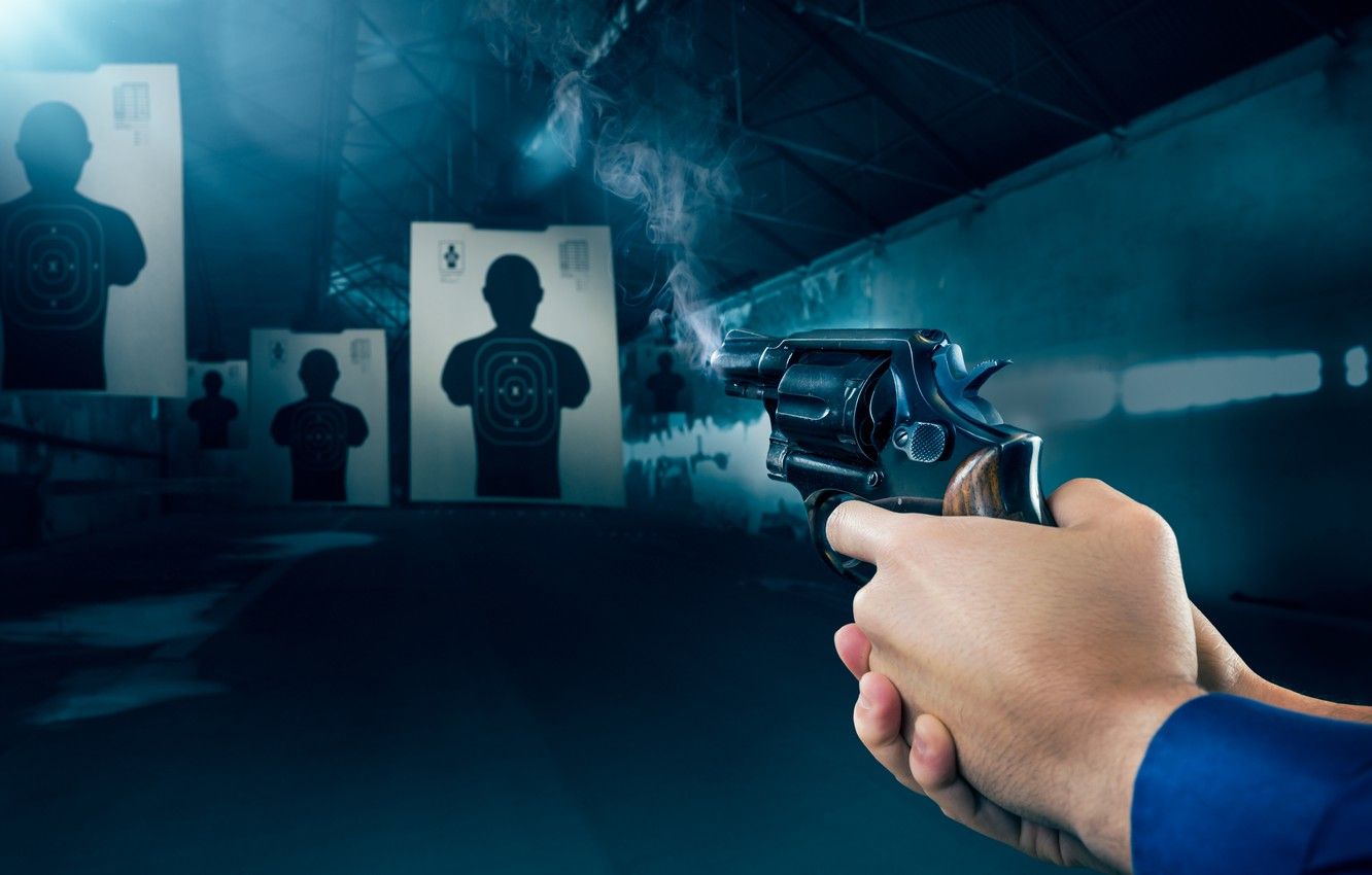 Wallpaper gun, smoke, target shooting image for desktop, section оружие