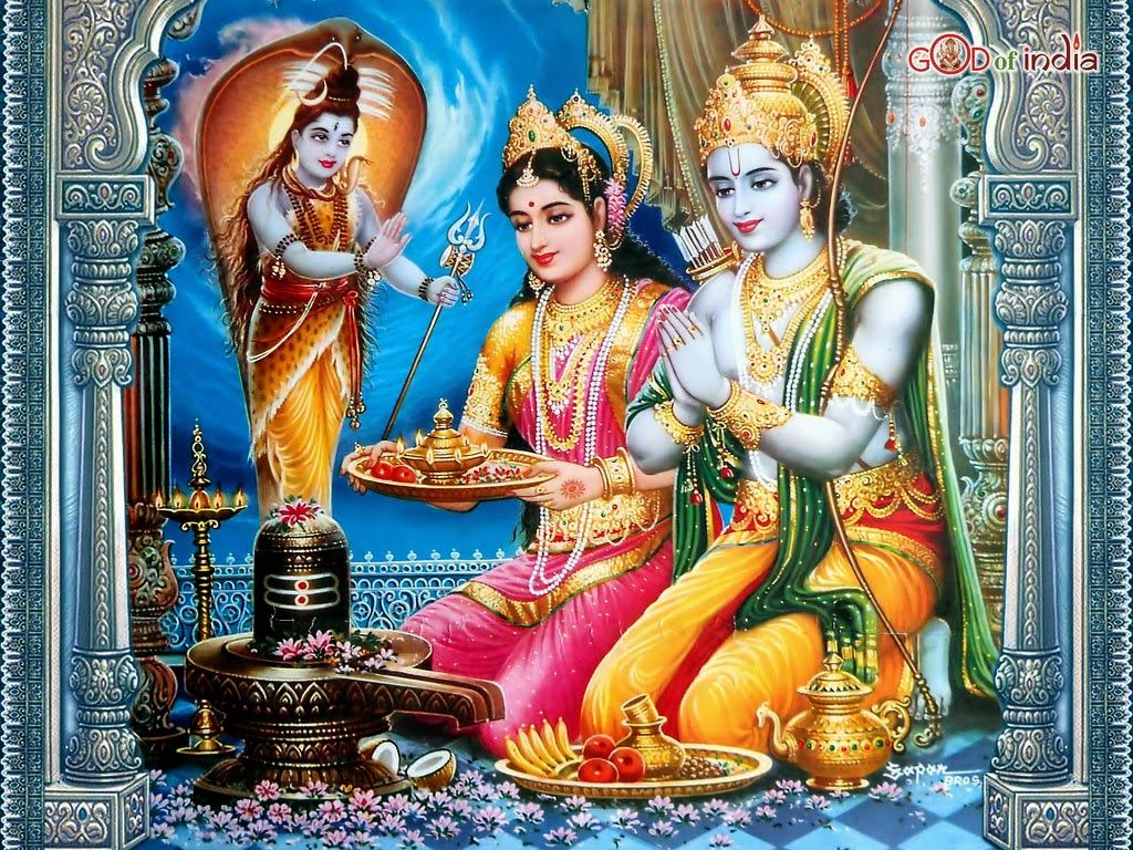 Ram Sita Giving Blessings HD Wallpaper