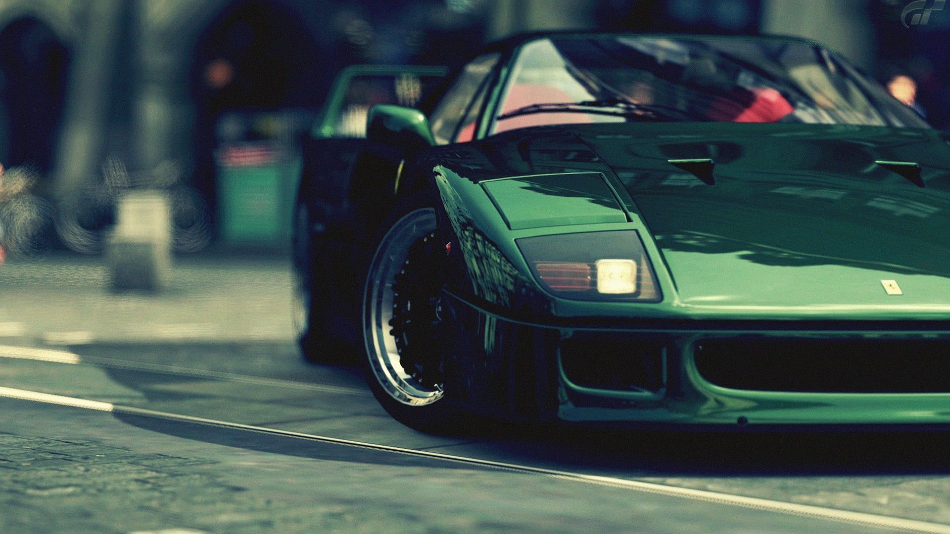 Green Ferrari F40 wallpaperx1080